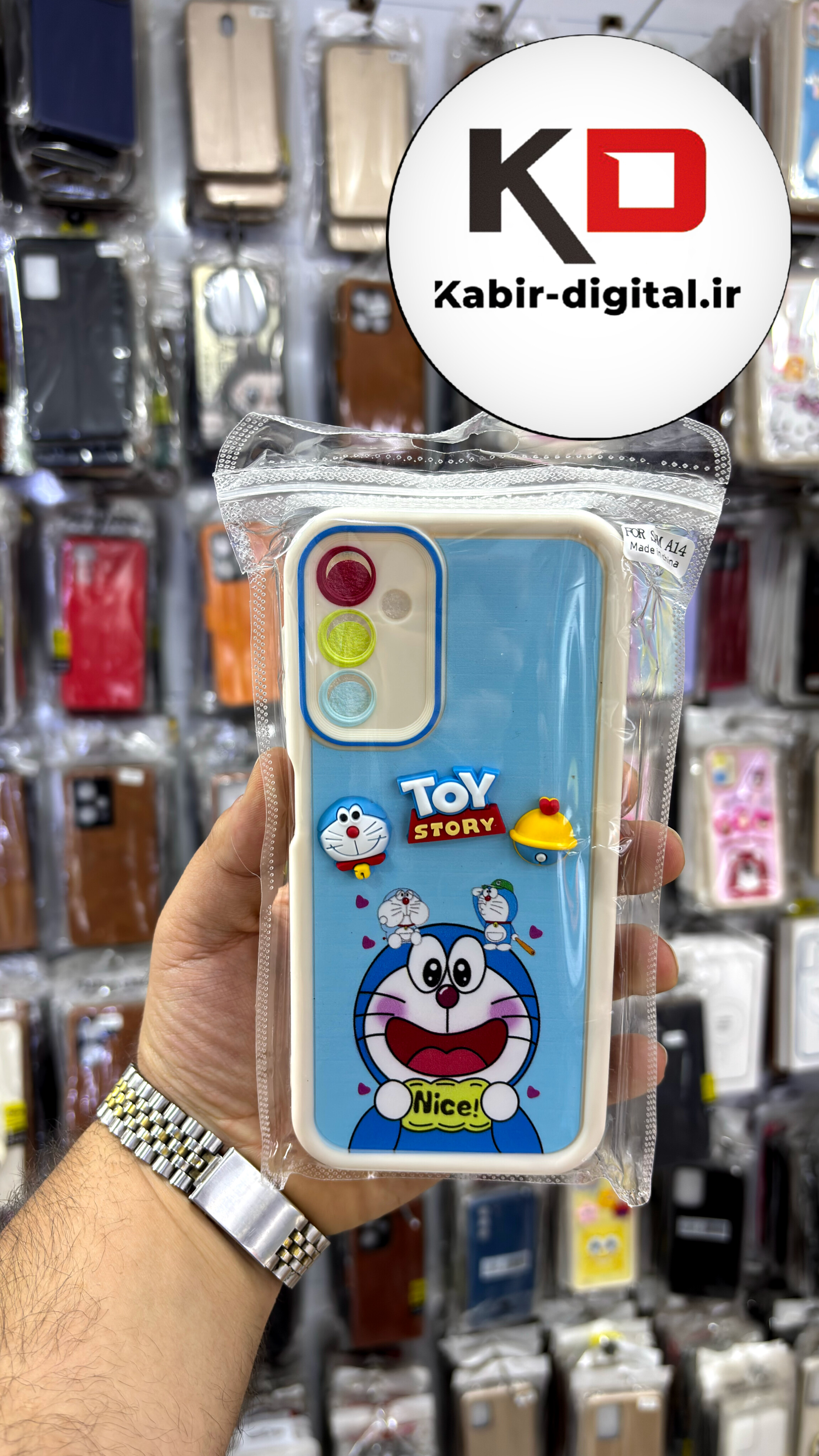 قاب گوشی Galaxy A14 سامسونگ  طرح سیلیکونی Solid عروسکی برجسته محافظ لنز دار طرح عروسک آبی