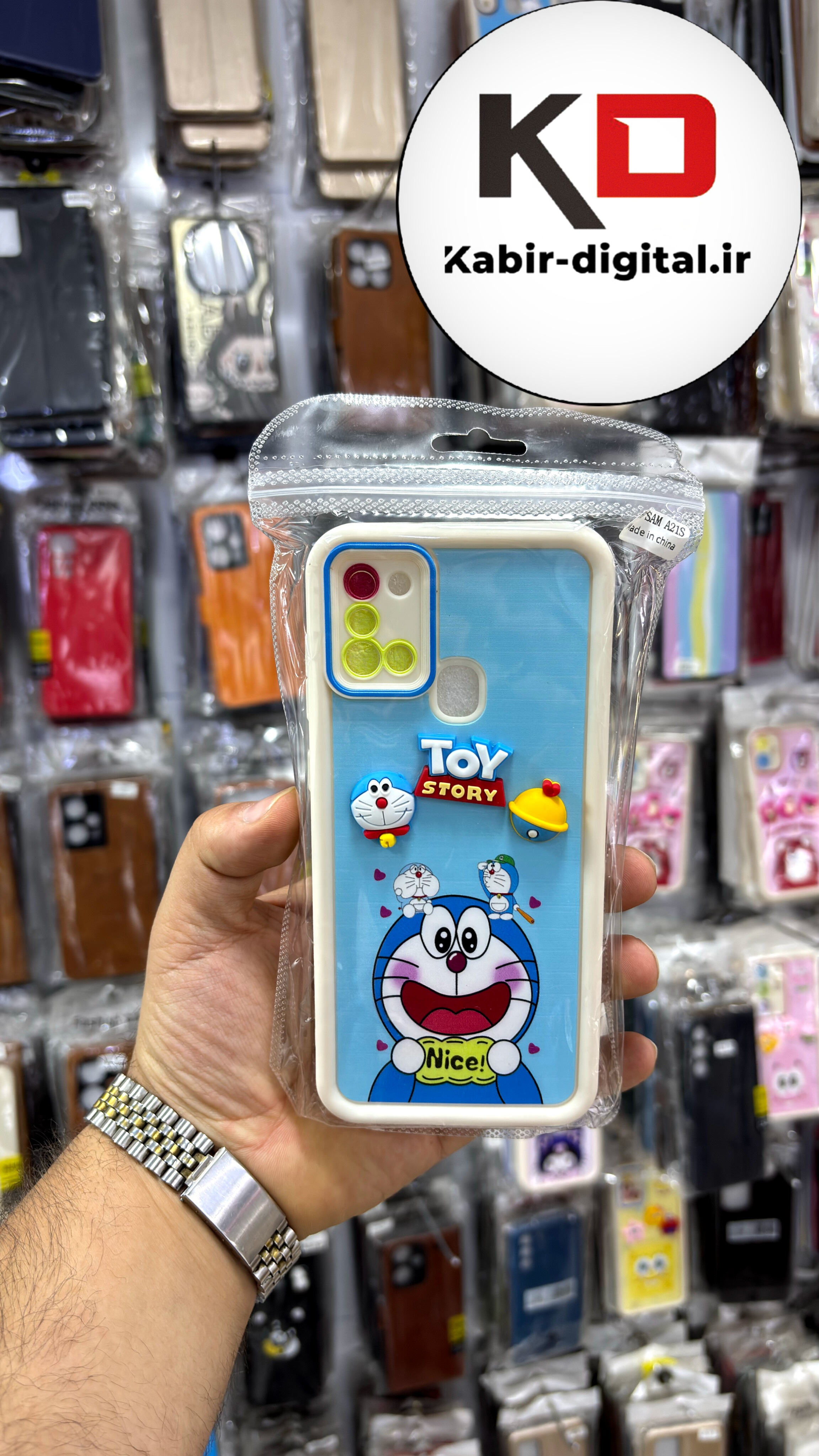 قاب گوشی Galaxy A21sسامسونگ  طرح سیلیکونی Solid عروسکی برجسته محافظ لنز دار طرح عروسک آبی