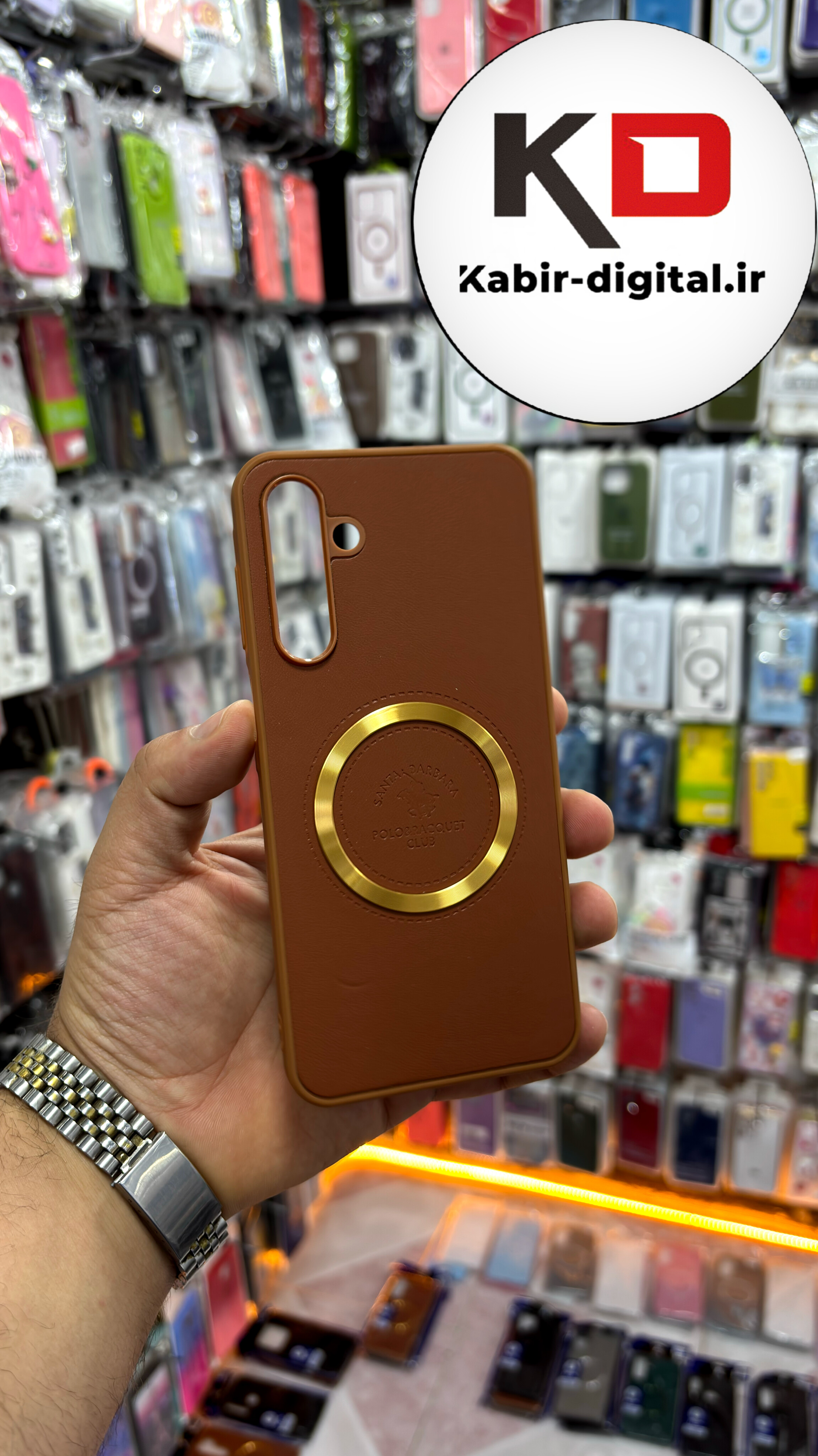 قاب گوشی Galaxy A16 سامسونگ طرح پولو POLO چرم مگ سیف Magsafe اسپرت لنز کرومی