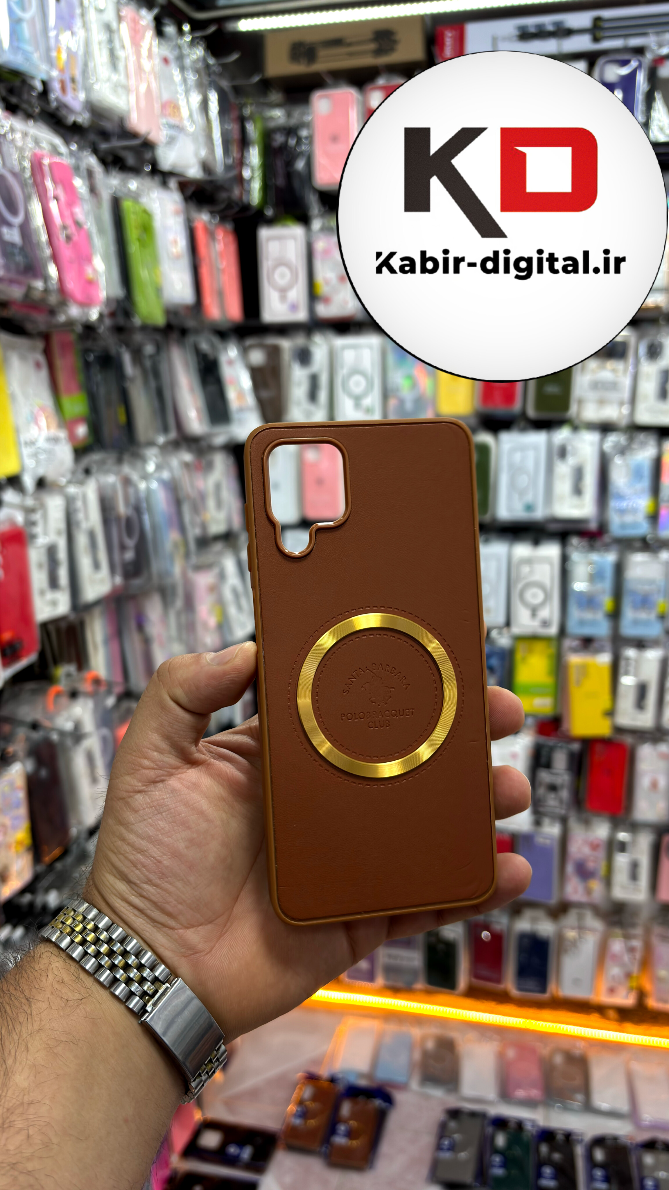 قاب گوشی Galaxy A12 سامسونگ طرح پولو POLO چرم مگ سیف Magsafe اسپرت لنز کرومی