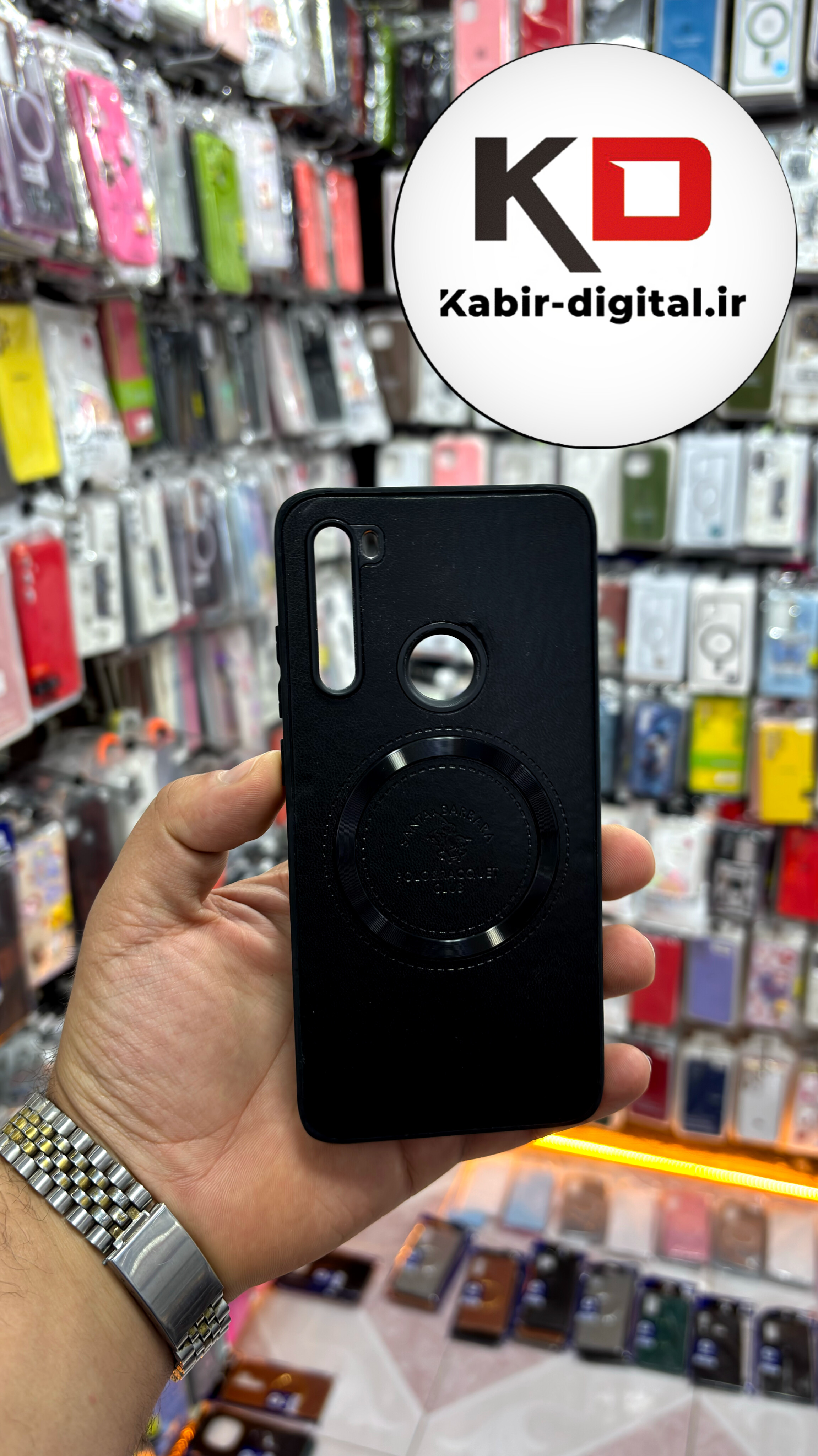 قاب گوشی  Redmi Note 8 شیائومی طرح پولو POLO چرم مگ سیف Magsafe اسپرت لنز کرومی مشکی