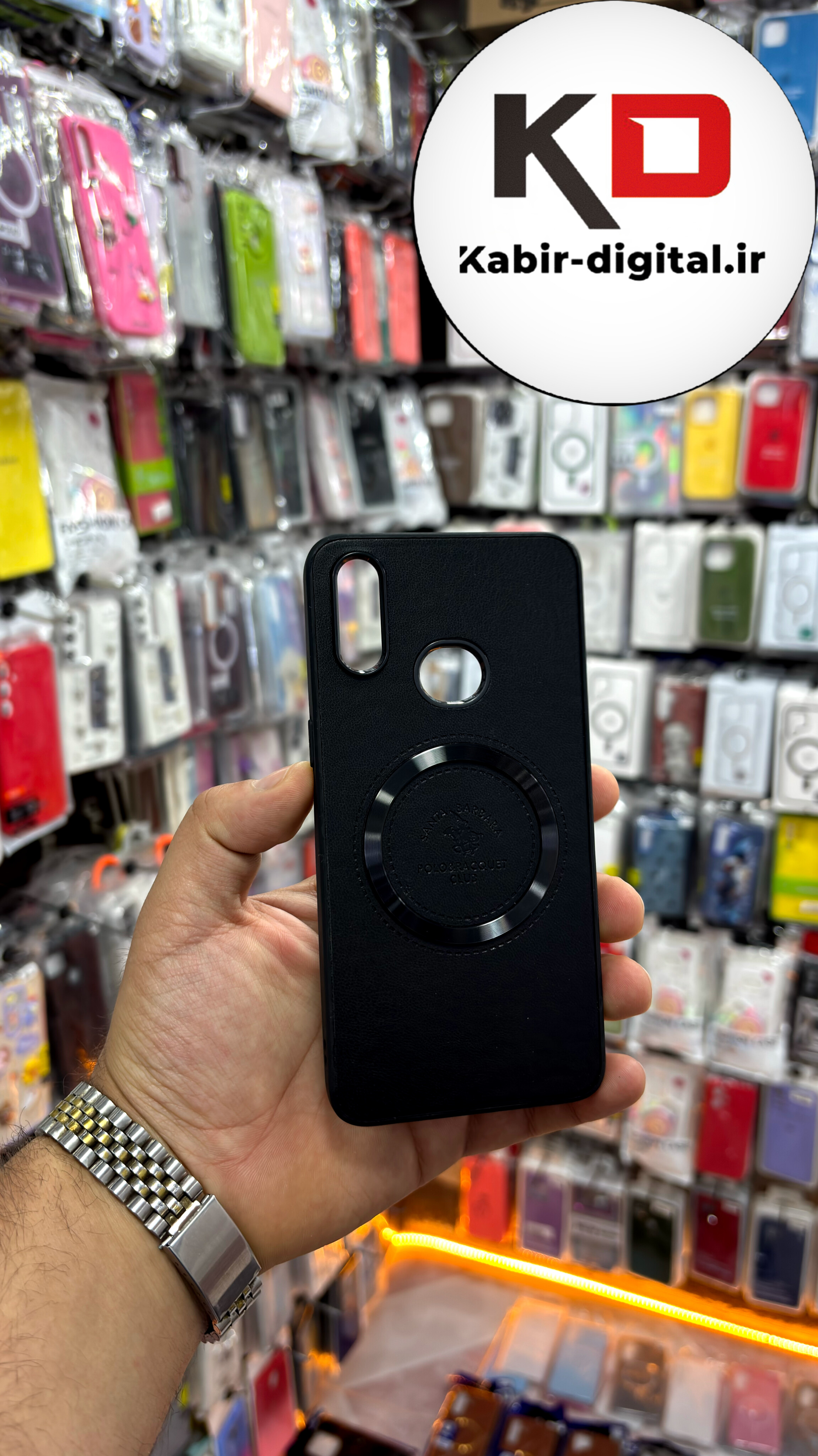 قاب گوشی Galaxy A10s سامسونگ طرح پولو POLO چرم مگ سیف Magsafe اسپرت لنز کرومی مشکی