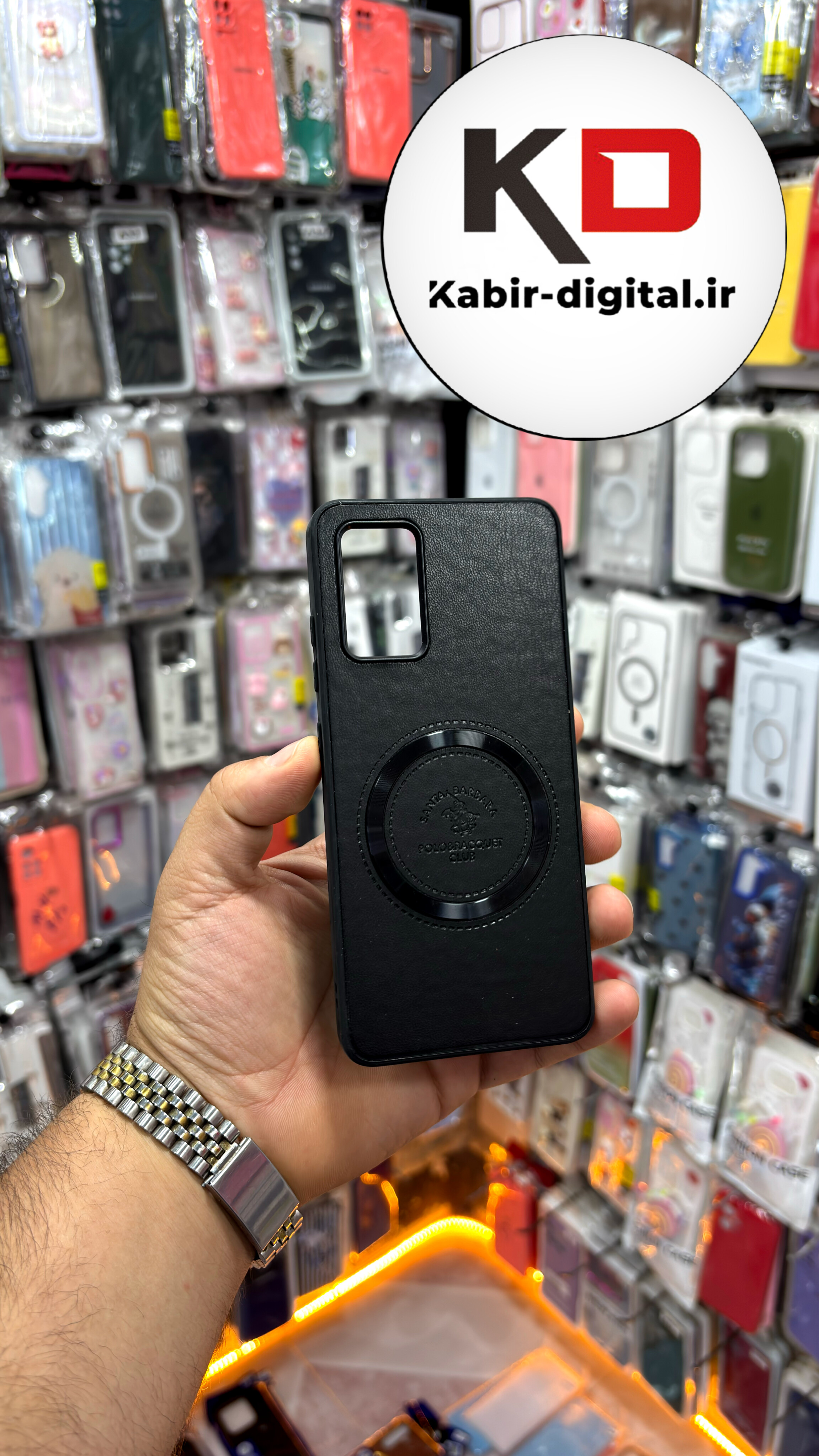 قاب گوشی Galaxy A32 سامسونگ طرح پولو POLO چرم مگ سیف Magsafe اسپرت لنز کرومی مشکی