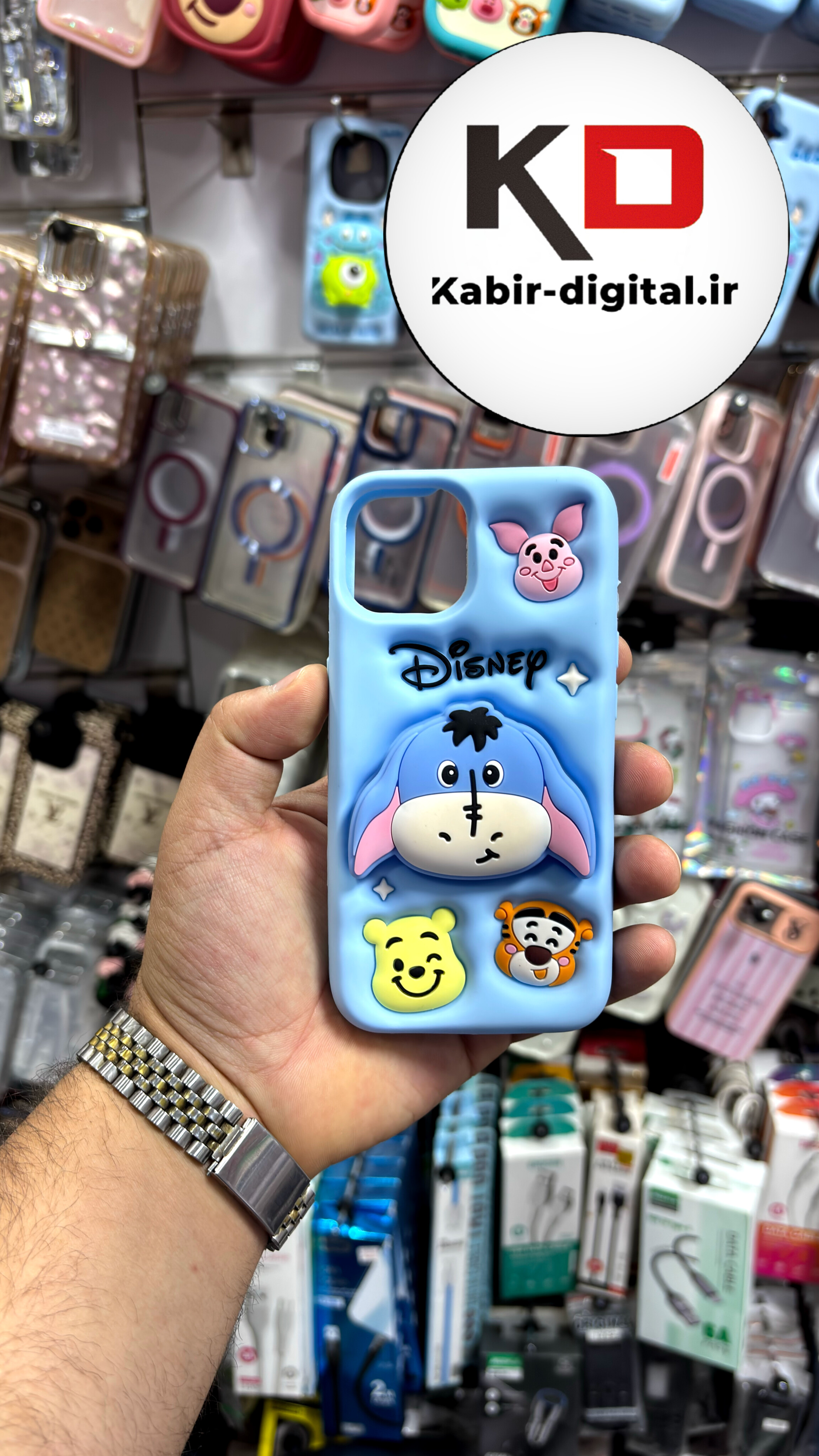 قاب گوشی iPhone 13/14/15  آیفون سیلیکونی پاک کنی طرح عروسکی پاپ سوکت برجسته
