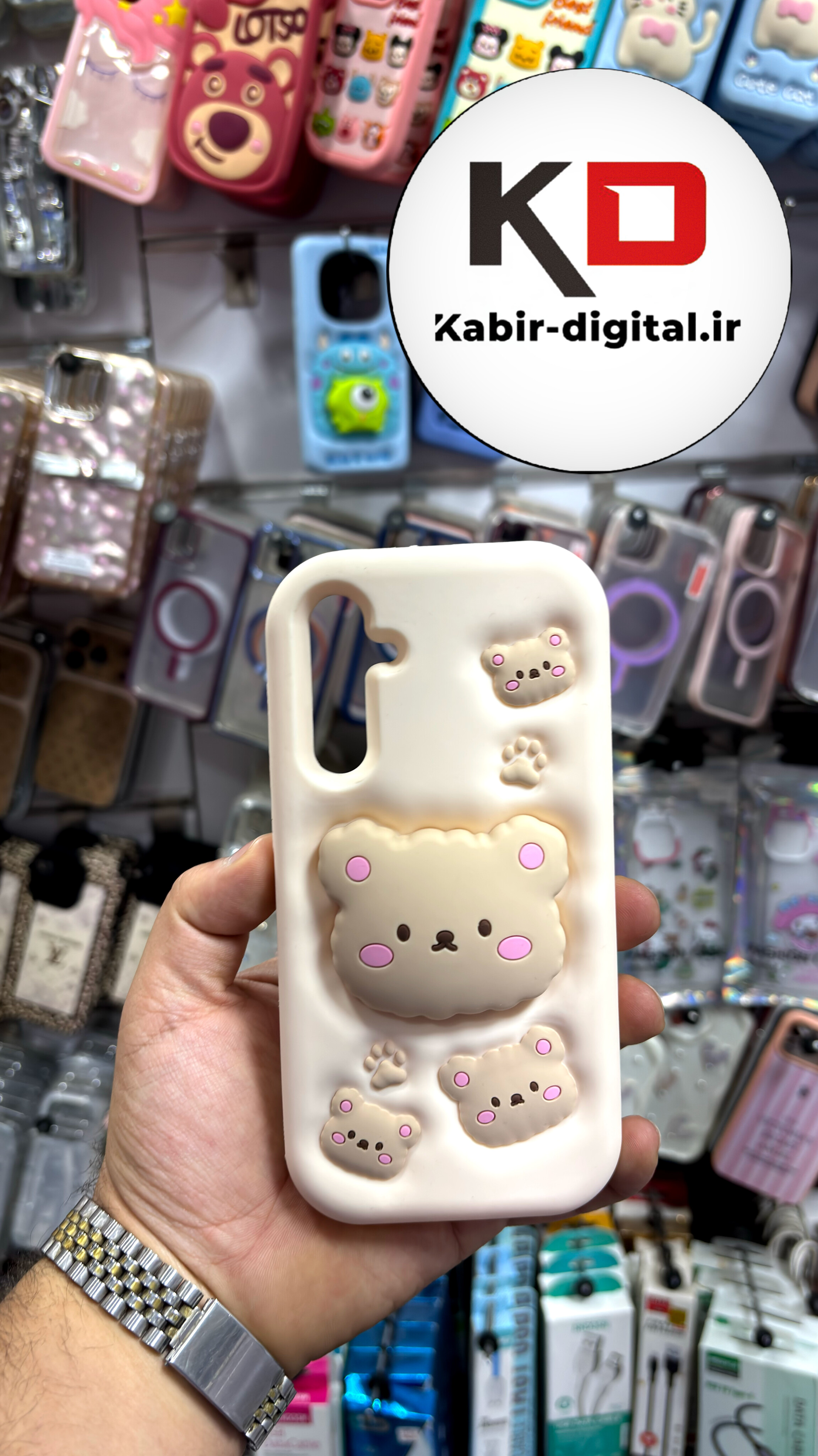 قاب گوشی Galaxy A26 / A16 / A17  سامسونگ سیلیکونی پاک کنی طرح خرس تدی پاپ سوکت برجسته