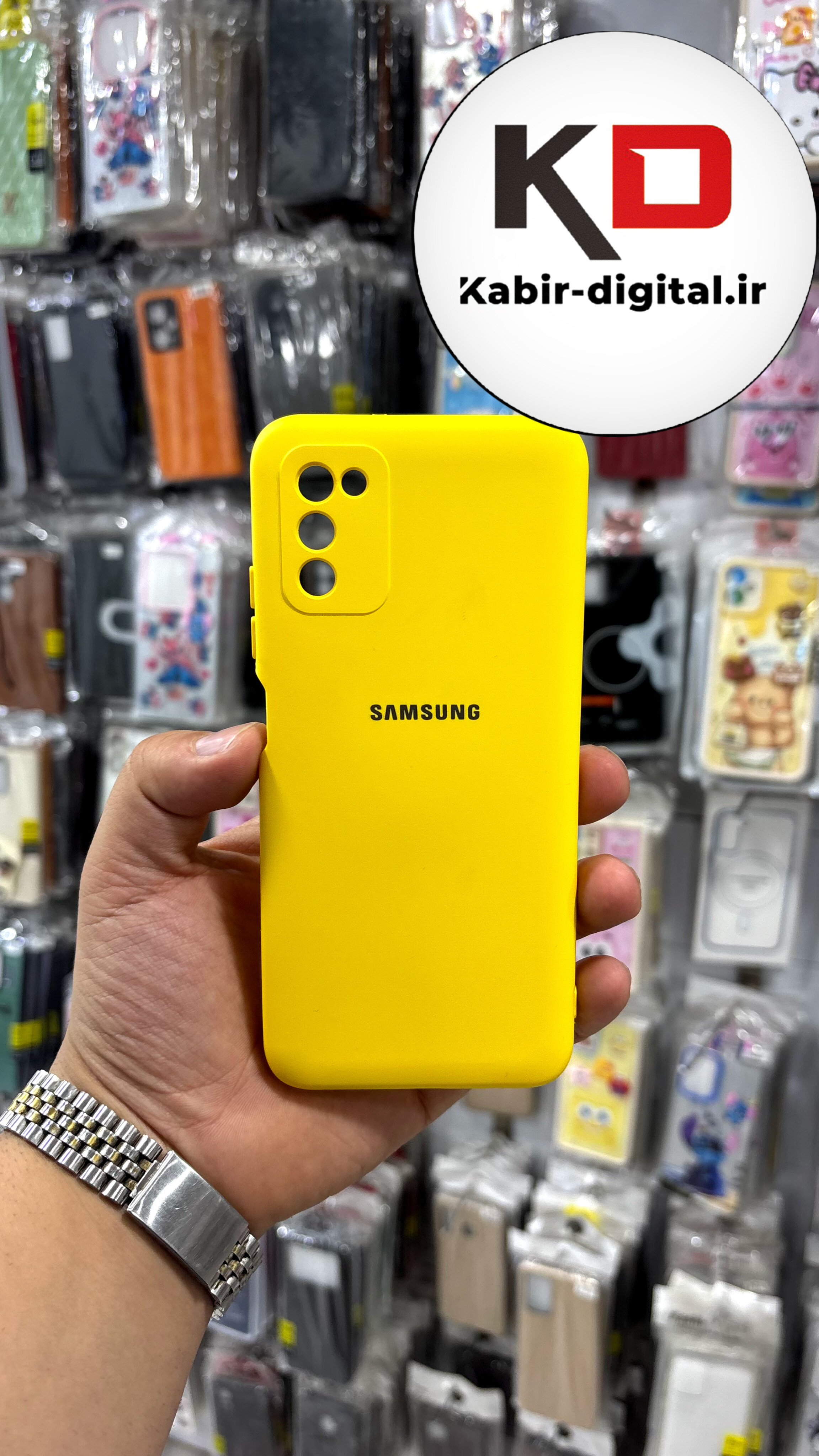 قاب گوشی Galaxy A03S سامسونگ سیلیکونی های کپی  محافظ لنز دار زرد