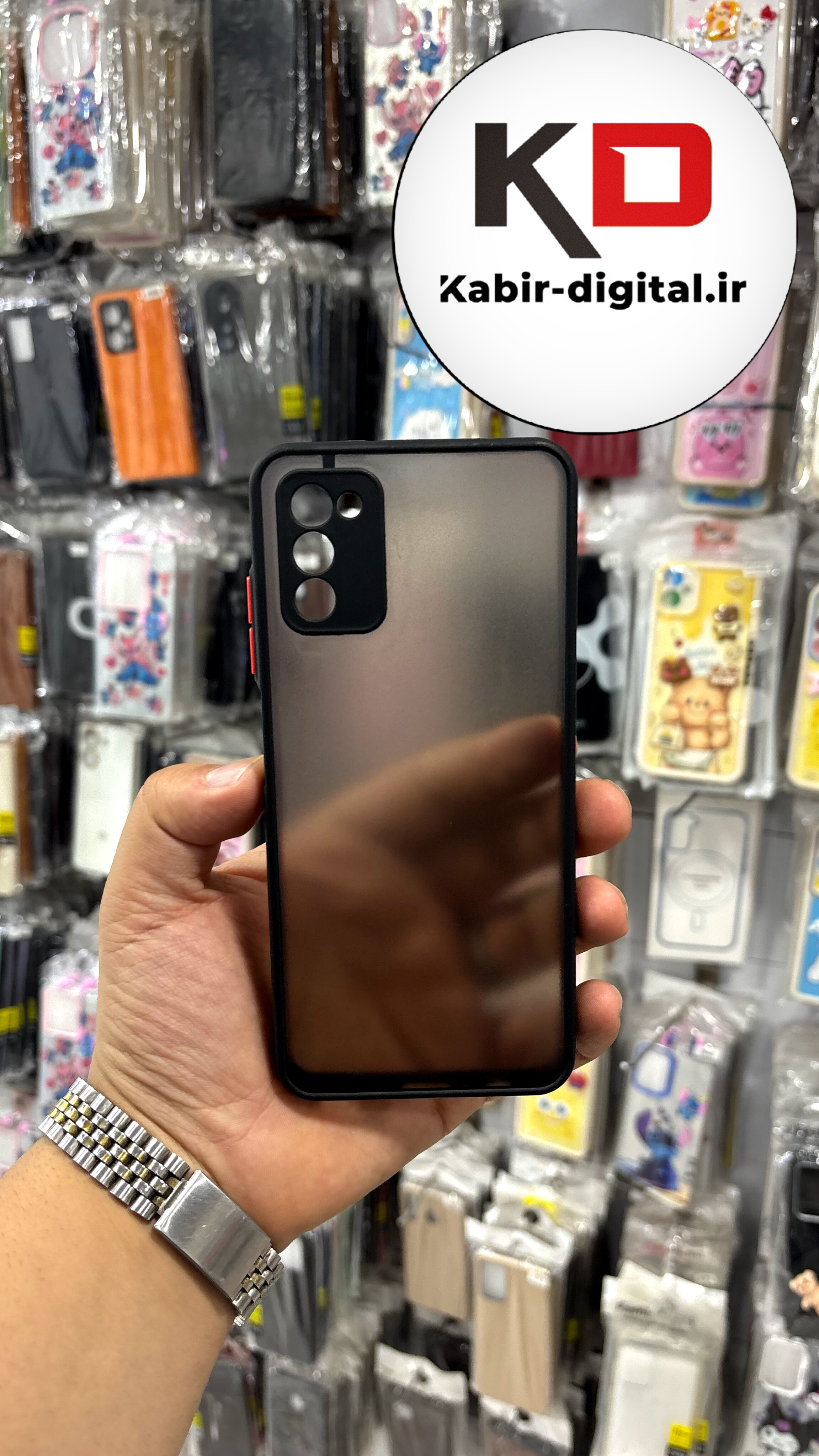 قاب گوشی Galaxy A03S سامسونگ طرح پشت مات محافظ لنز دار دور سیلیکونی مشکی