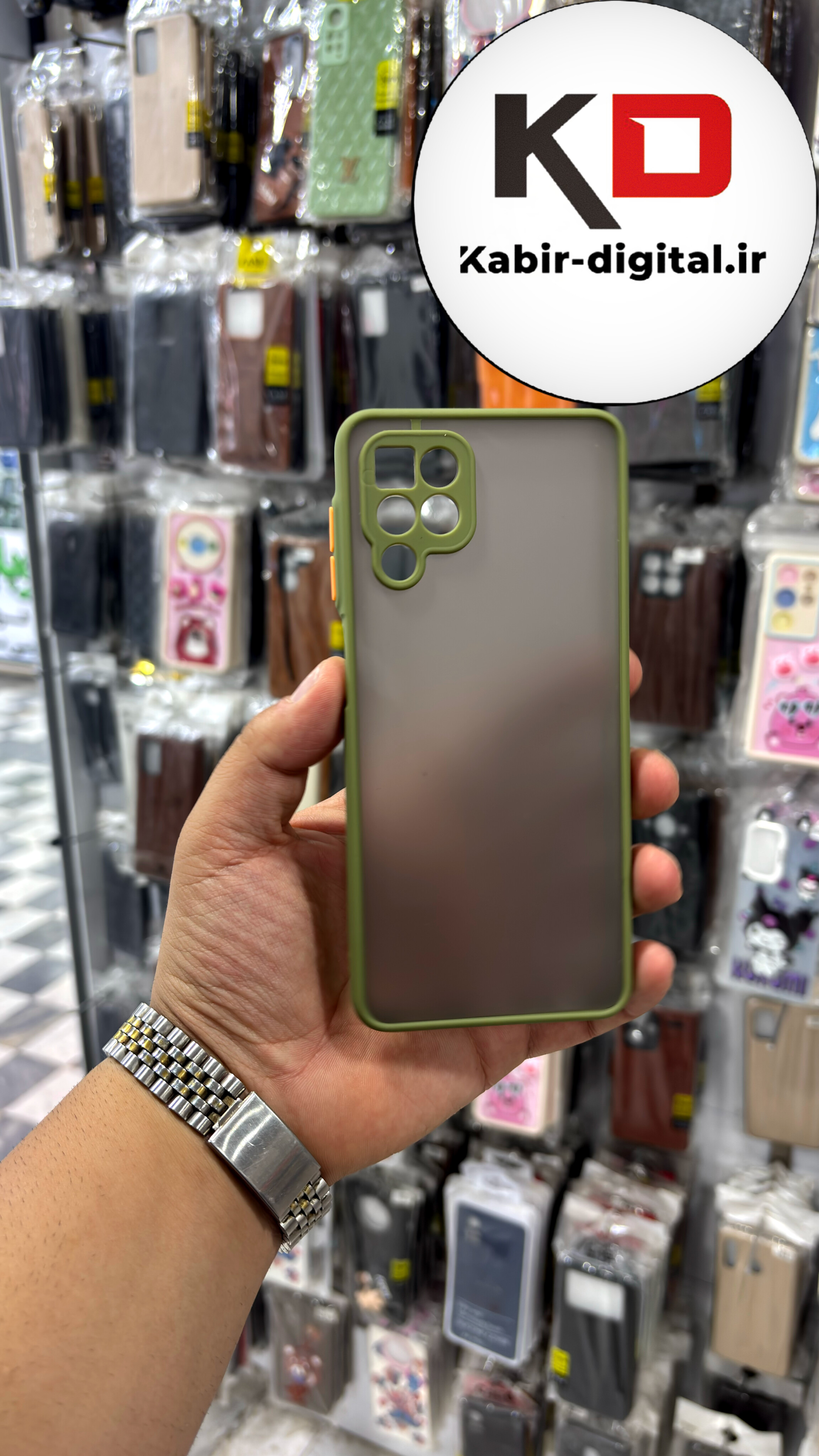 قاب گوشی Galaxy A12 سامسونگ طرح پشت مات محافظ لنز دار دور سیلیکونی سبز