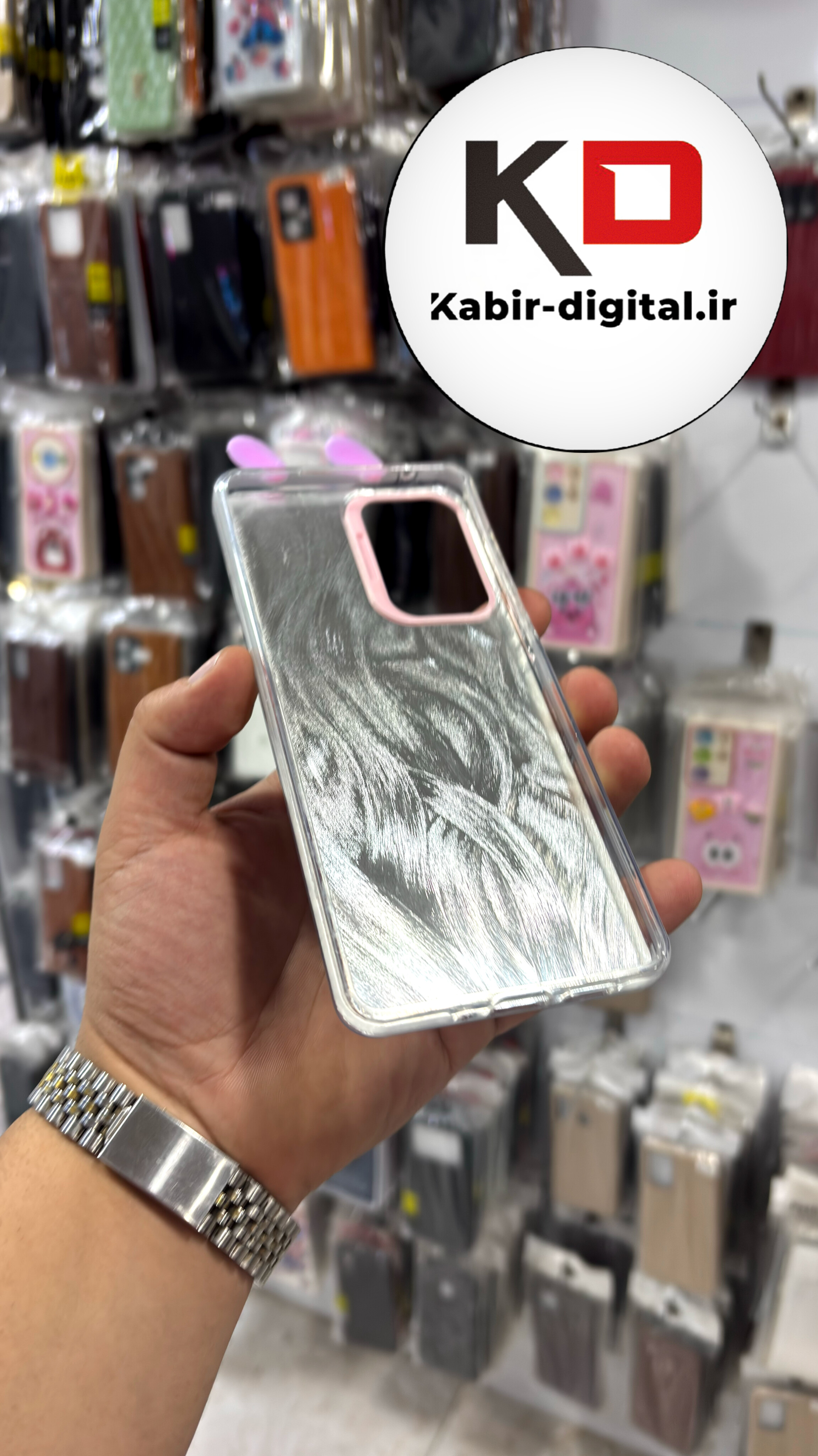قاب گوشی Galaxy A73 سامسونگ So Cool عروسکی گوشدار برجسته استیج نقره ای