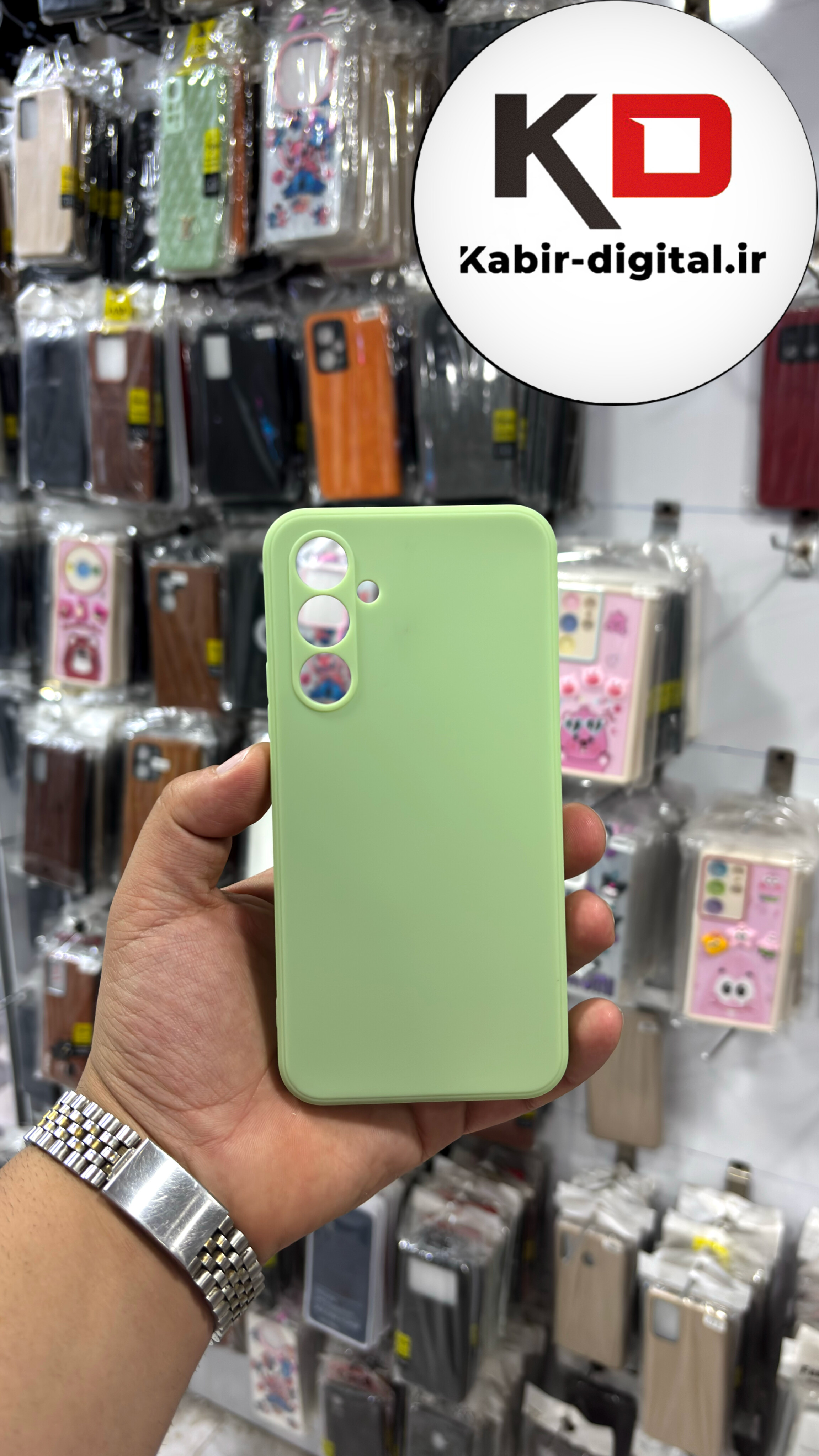 قاب گوشی Galaxy A54 سامسونگ سیلیکونی های کپی  محافظ لنز دار سبز پسته ایی