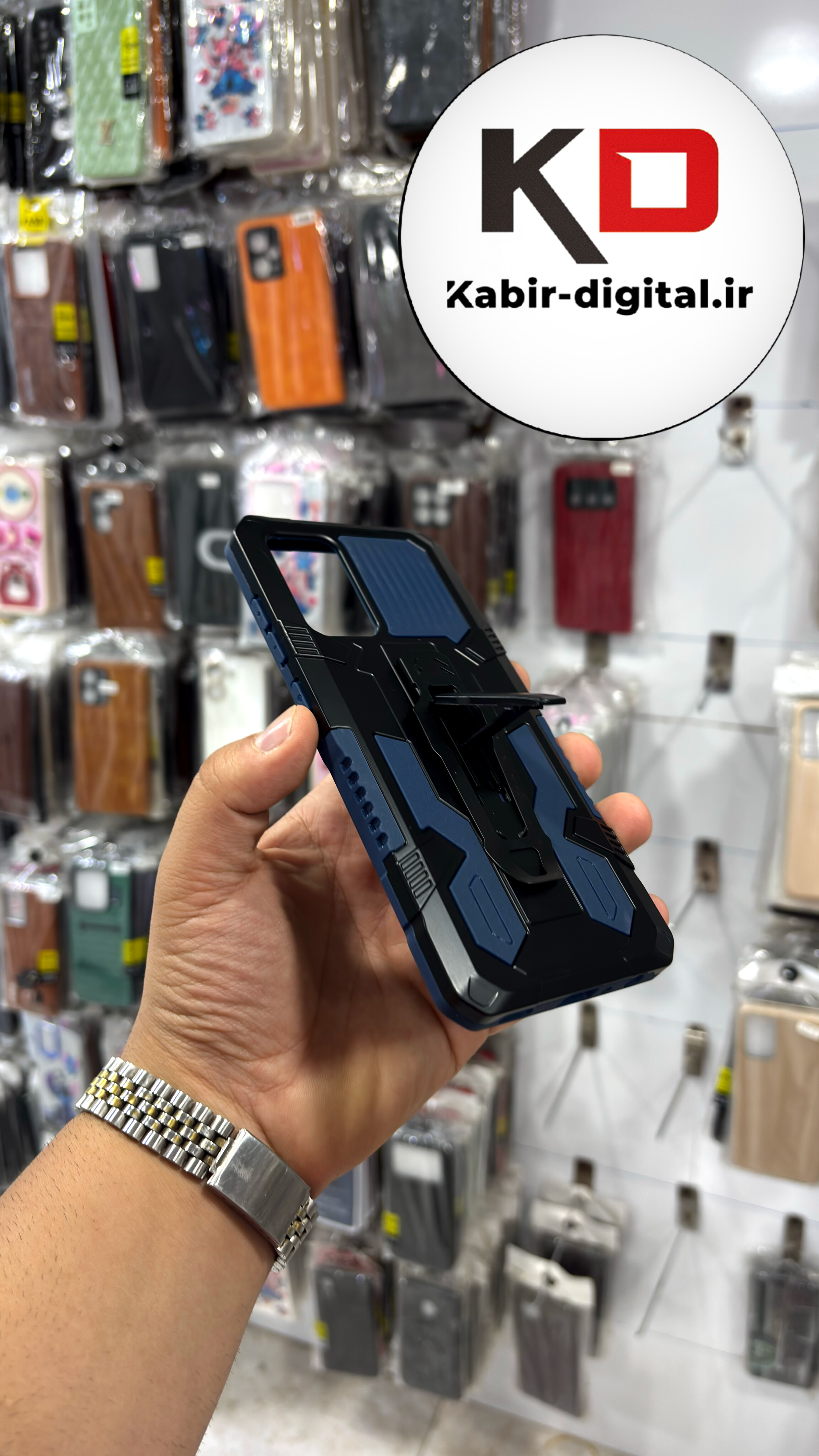 قاب گوشی Galaxy A72 سامسونگ بتمن ضد ضربه لیزری استند شو سرمه ایی