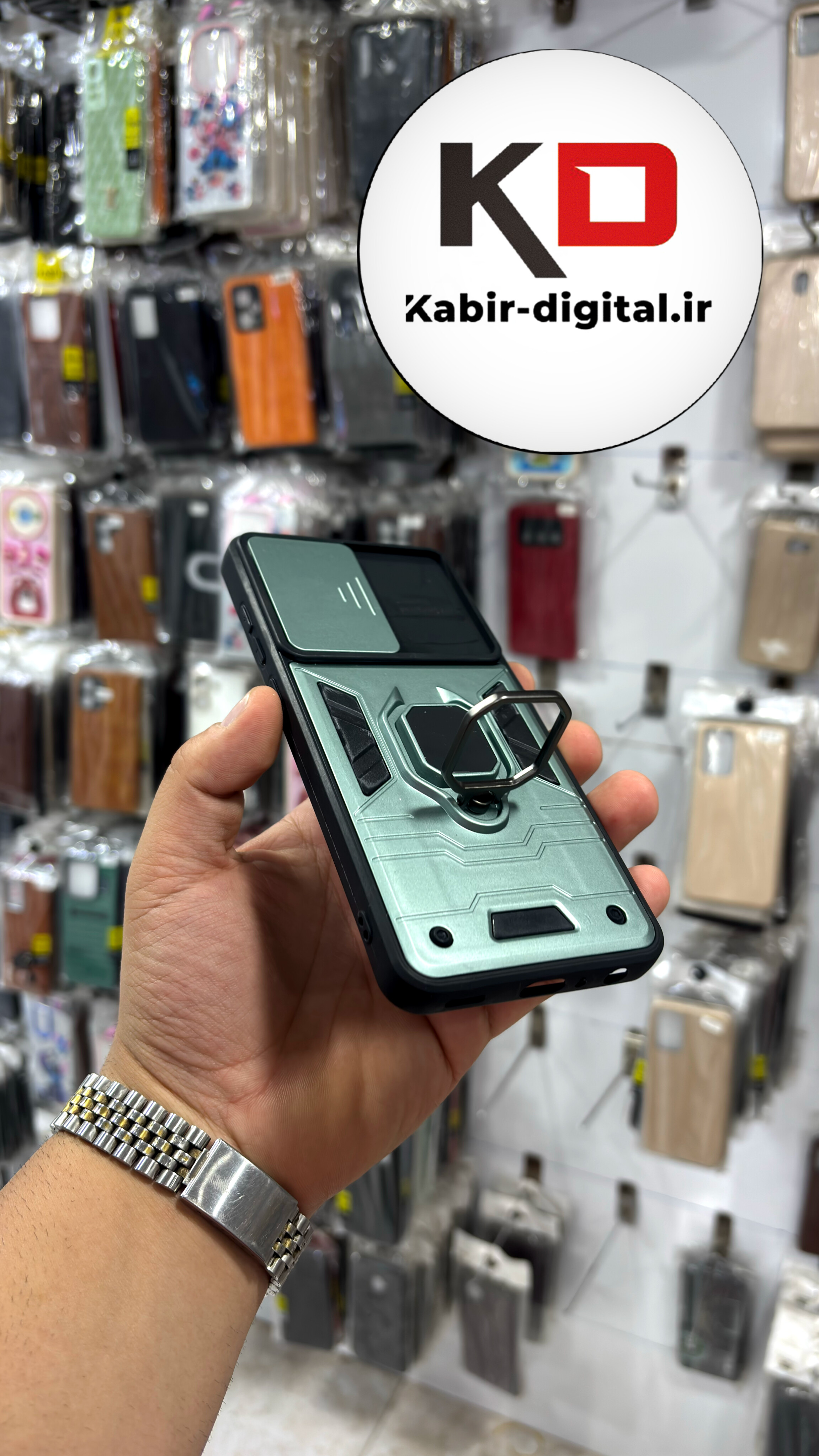 قاب گوشی Galaxy A72 سامسونگ طرح ضد ضربه بتمن فول کاور هولدر دار محافظ لنز دار کشویی سبز آدامسی