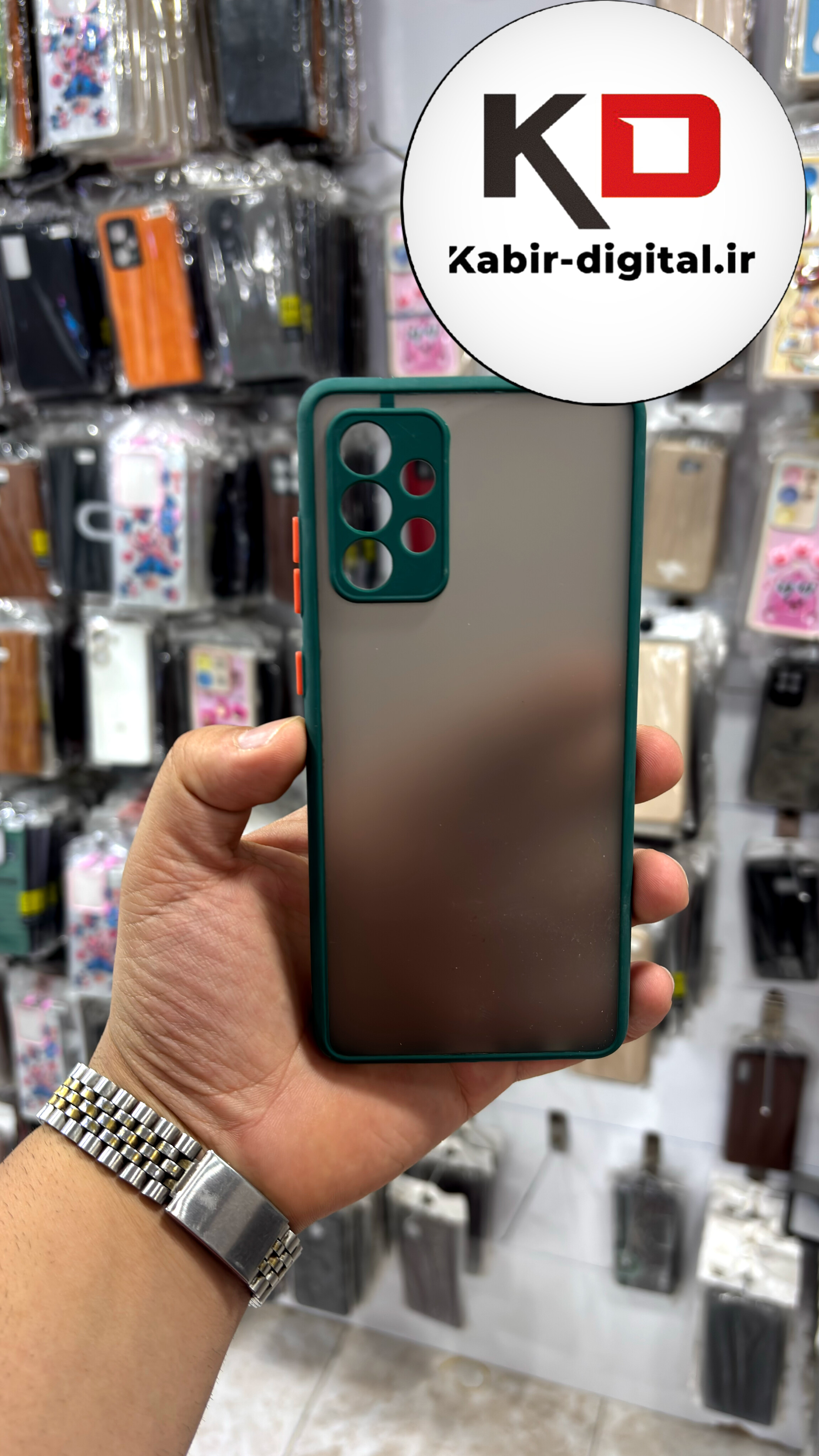 قاب گوشی Galaxy A72 سامسونگ طرح پشت مات محافظ لنز دار دور سیلیکونی سبز تیره