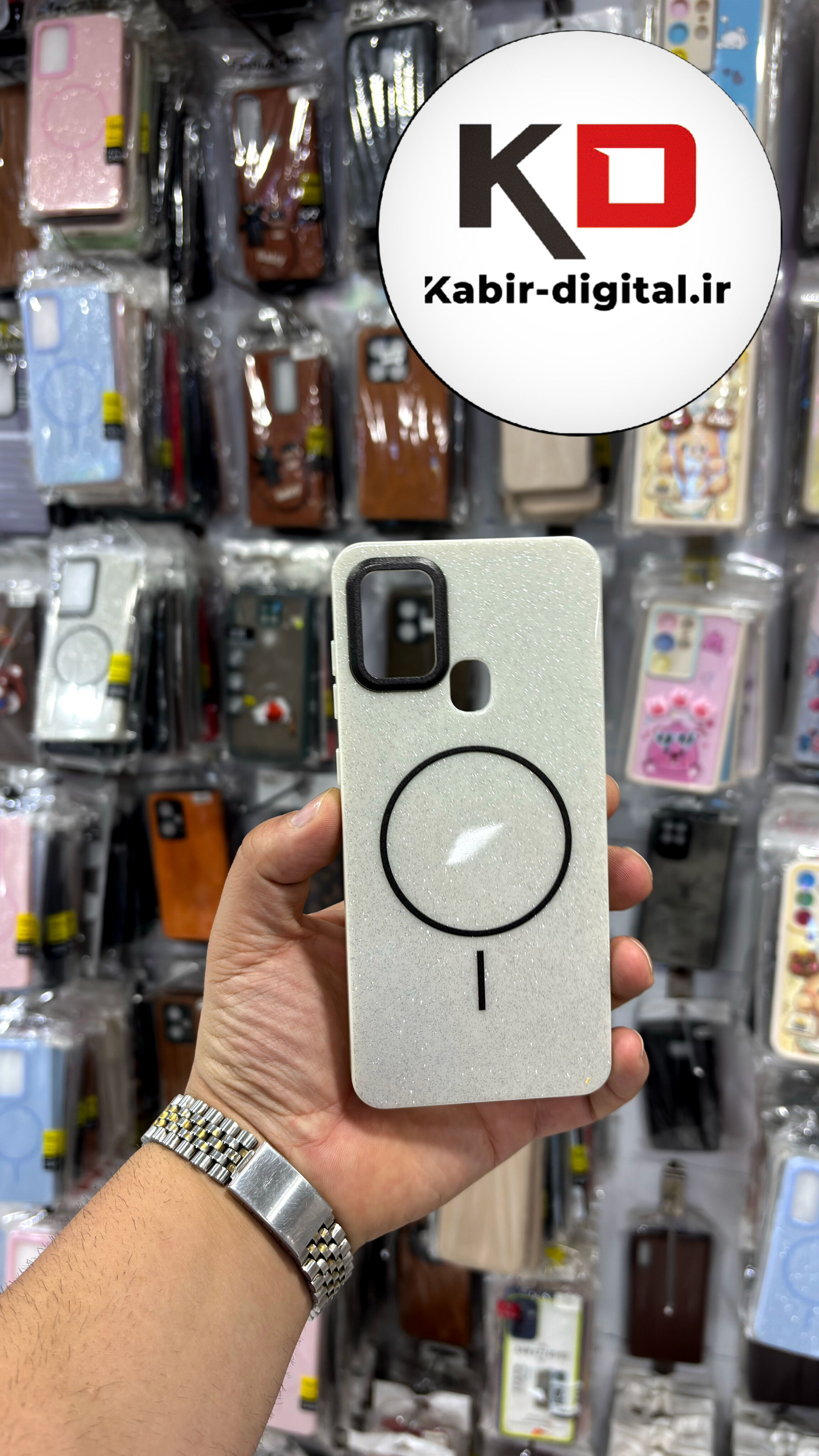قاب گوشی A21S  سامسونگ PC CASE طرح مگ سیف Magsafe اکلیلی کرم