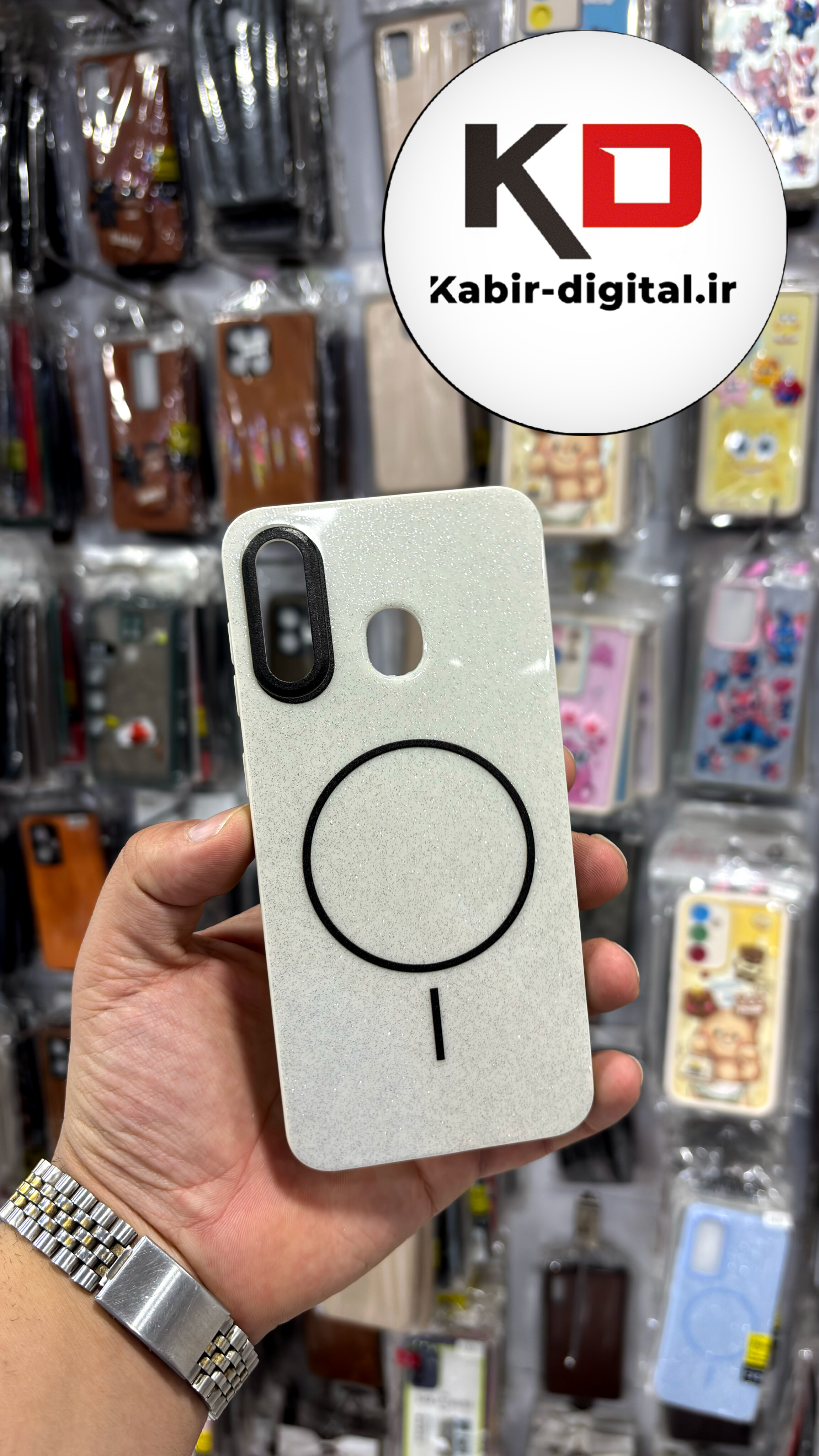 قاب گوشی A30/A20  سامسونگ PC CASE طرح مگ سیف Magsafe اکلیلی کرم