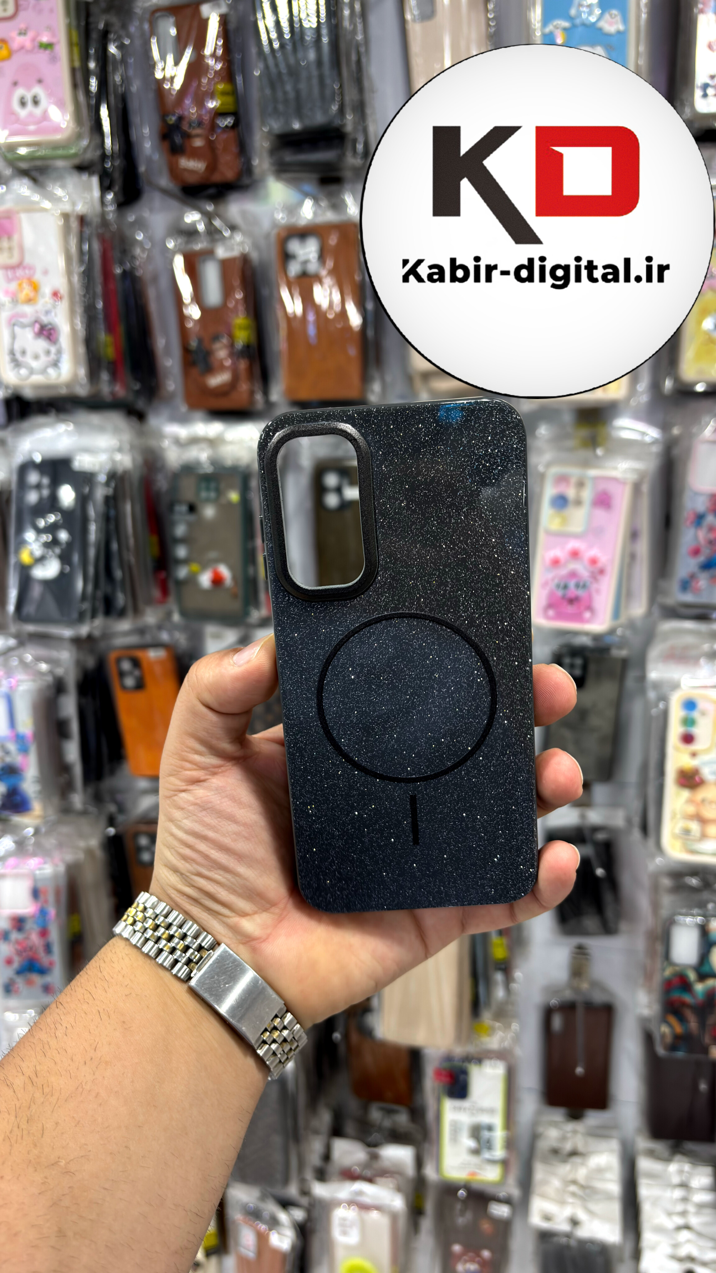 قاب گوشی A25/A15/A24 سامسونگ PC CASE طرح مگ سیف Magsafe اکلیلی مشکی