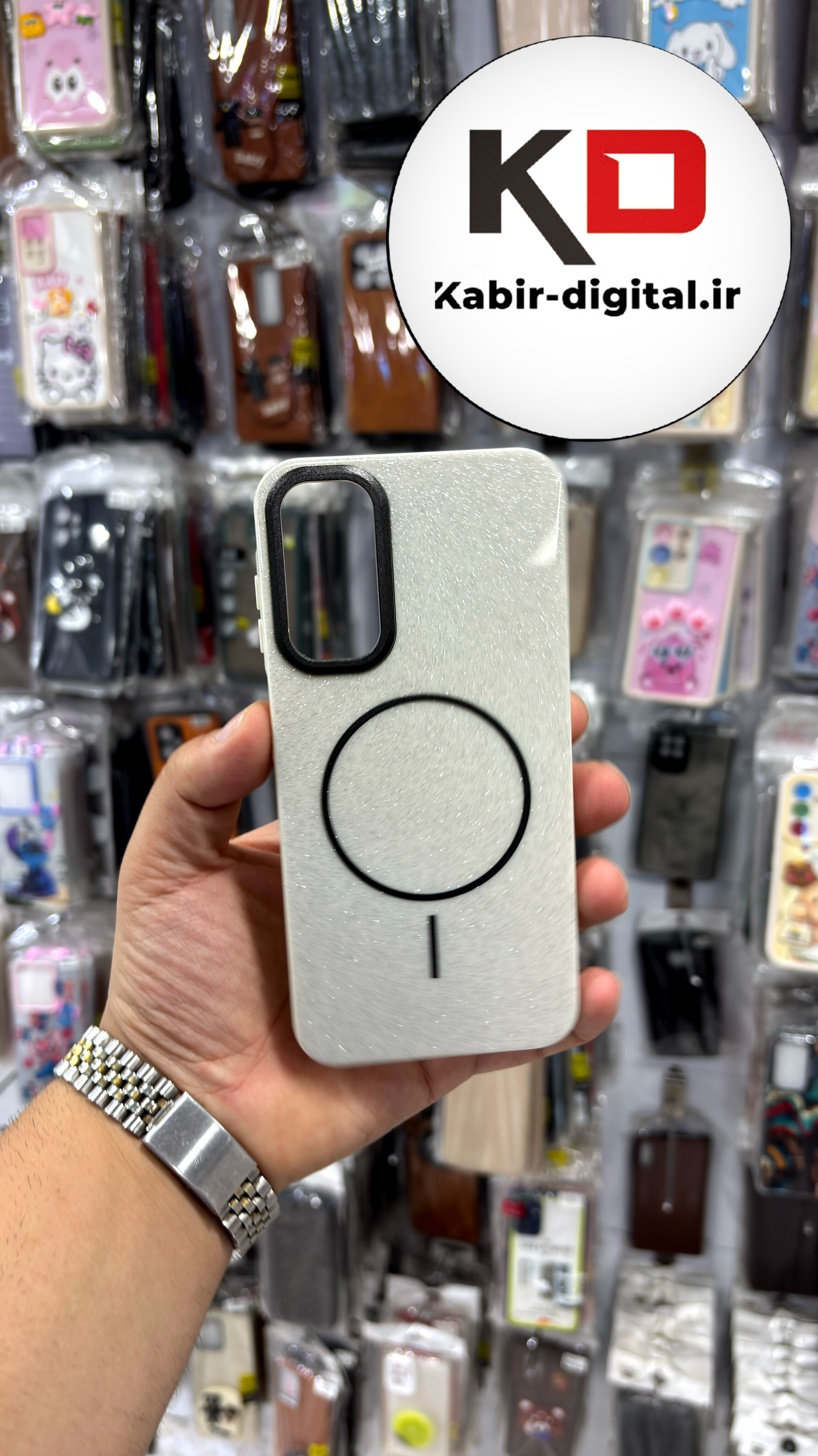 قاب گوشی A25/A15 /A24 سامسونگ PC CASE طرح مگ سیف Magsafe اکلیلی کرم