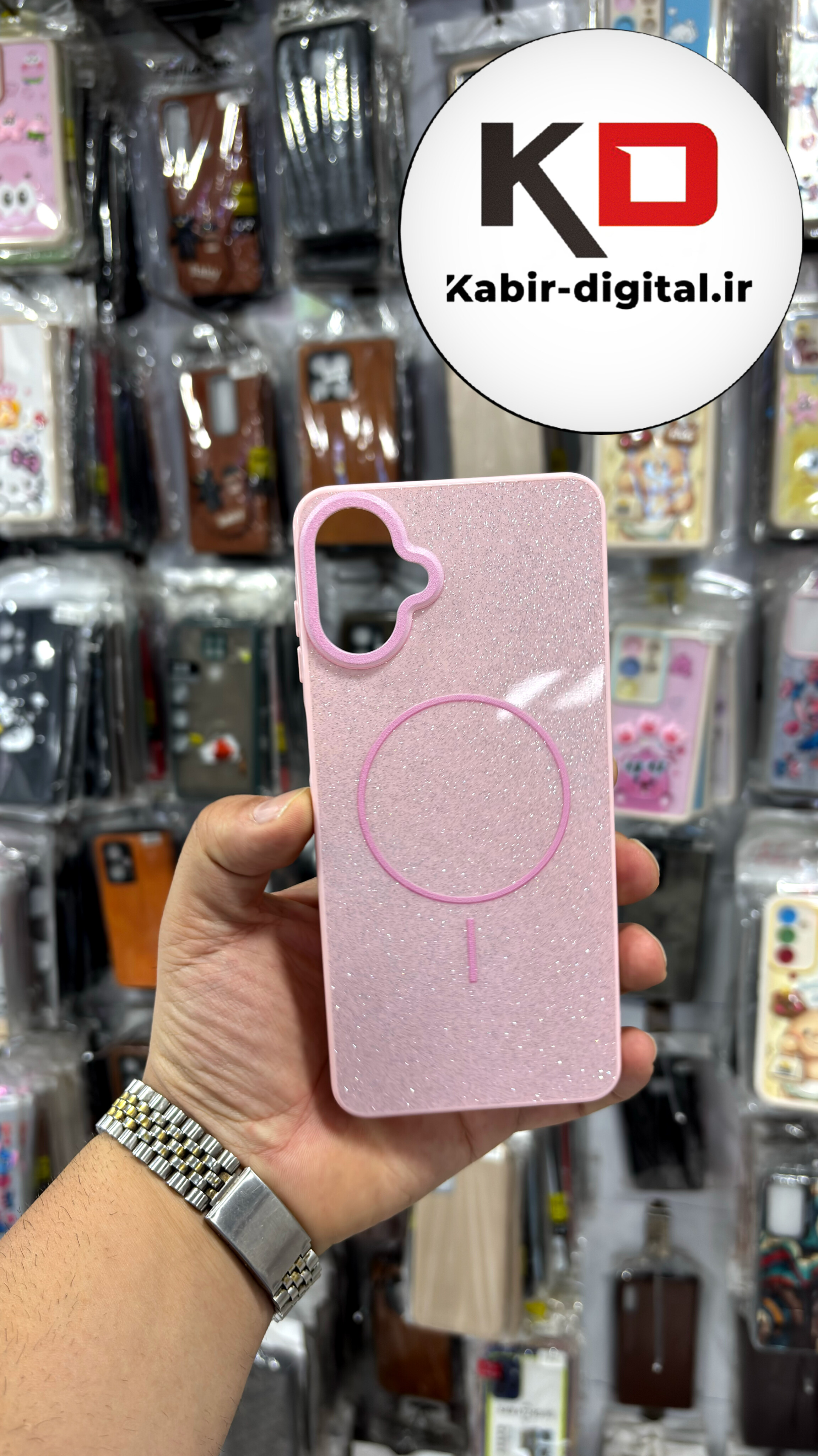 قاب گوشی A07 4G  سامسونگ PC CASE طرح مگ سیف Magsafe اکلیلی صورتی