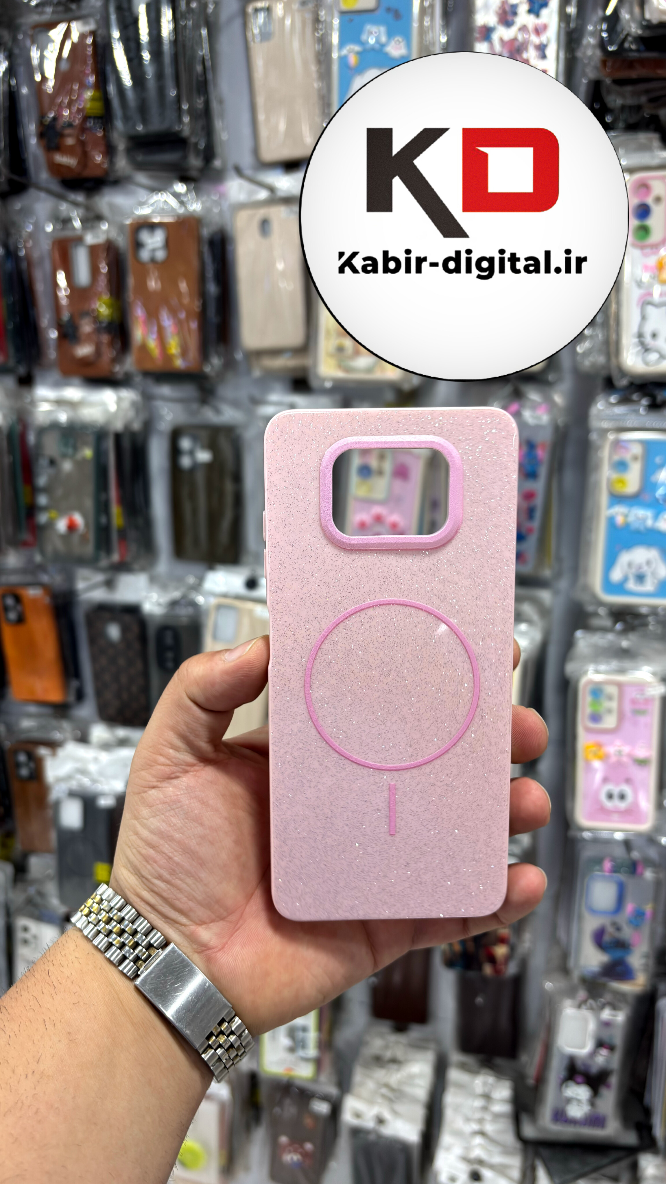 قاب گوشی POCO X3 / POCO X3 PRO شیائومی PC CASE طرح مگ سیف Magsafe اکلیلی صورتی روشن