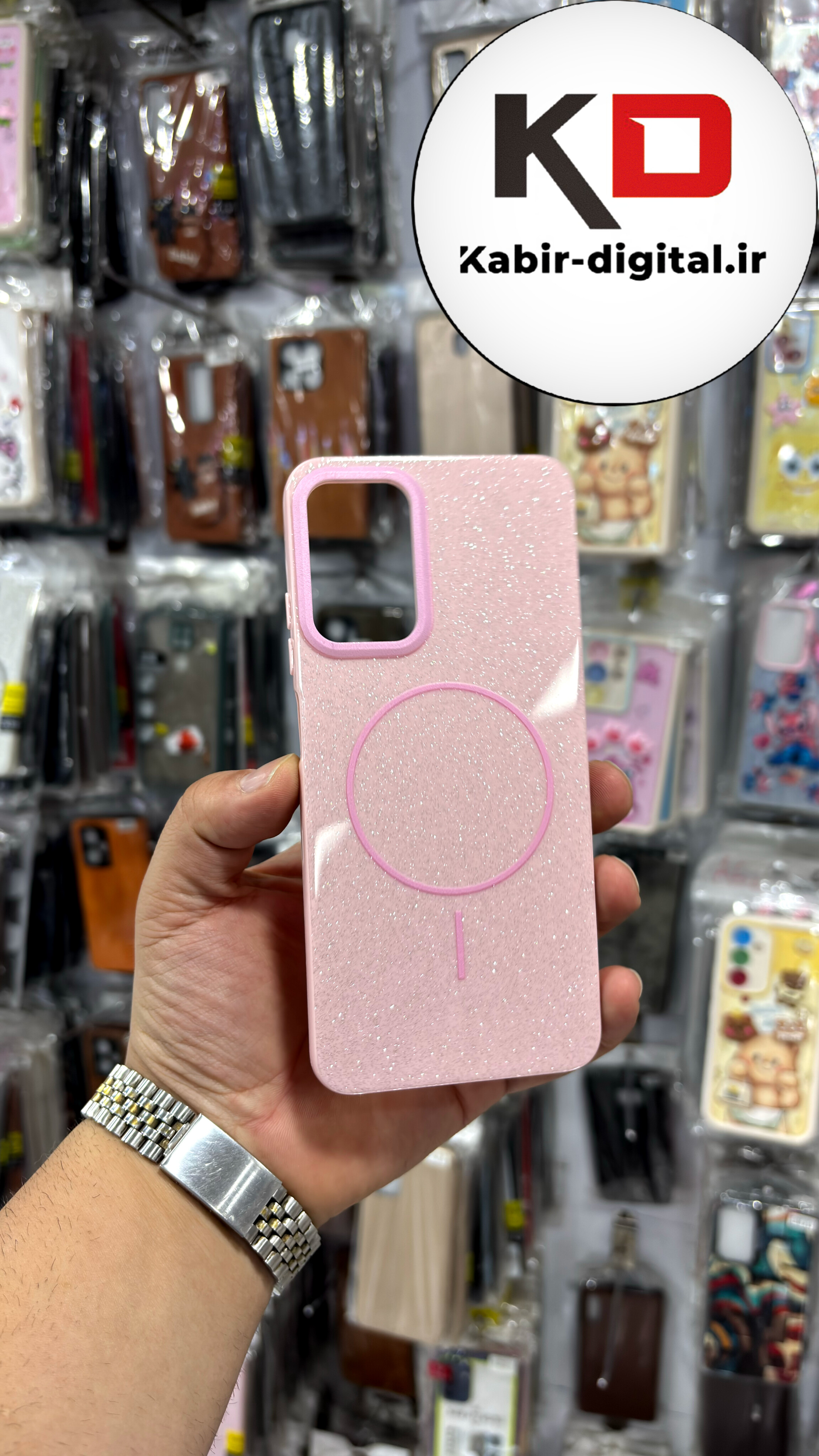 قاب گوشی Note 11 Pro 4g / Note 12 Pro 4g شیائومی PC CASE طرح مگ سیف Magsafe اکلیلی صورتی روشن