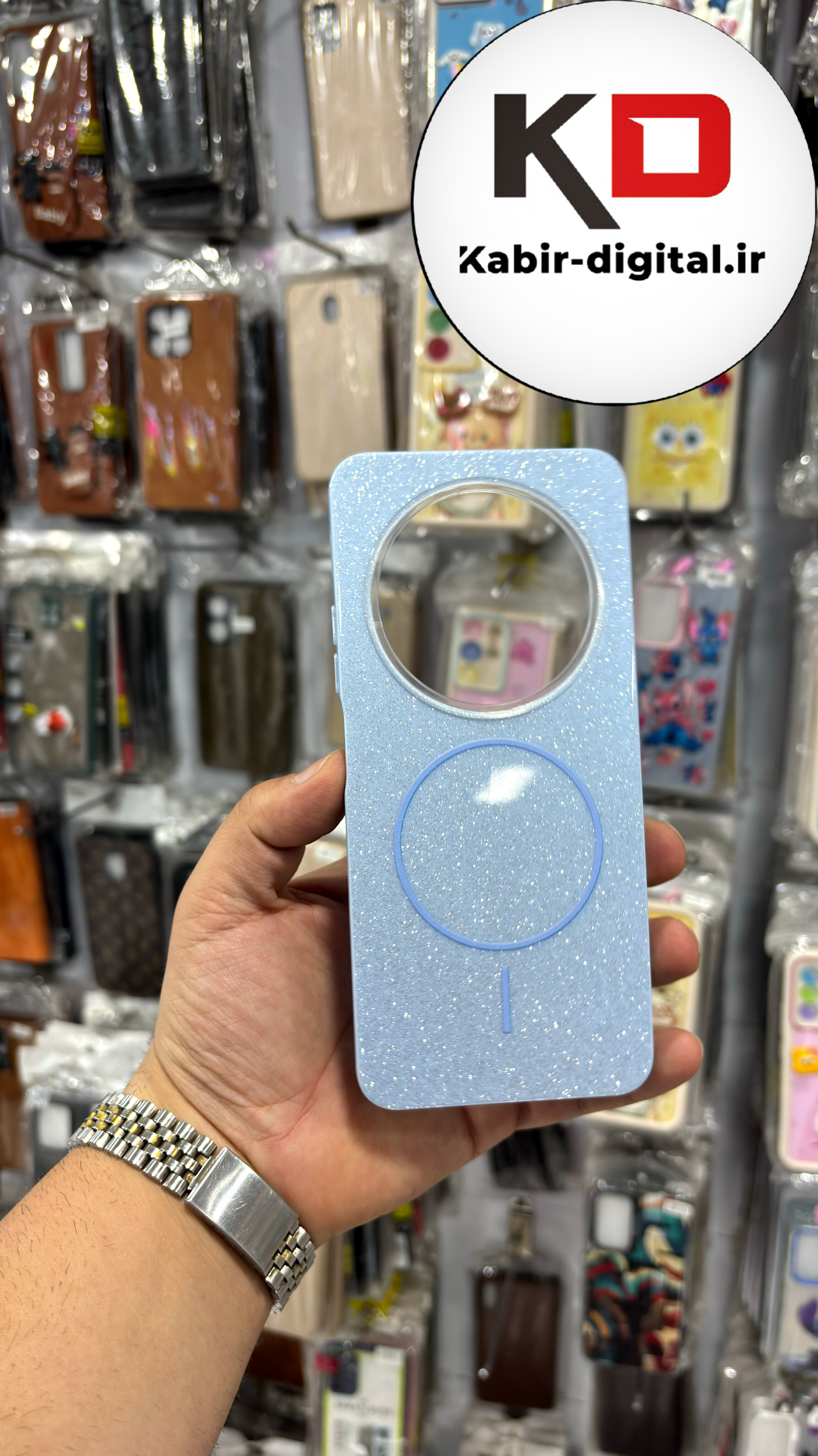 قاب گوشی Redmi A4 / POCO C75 / Redmi 14C شیائومی PC CASE طرح مگ سیف Magsafe اکلیلی آبی روشن