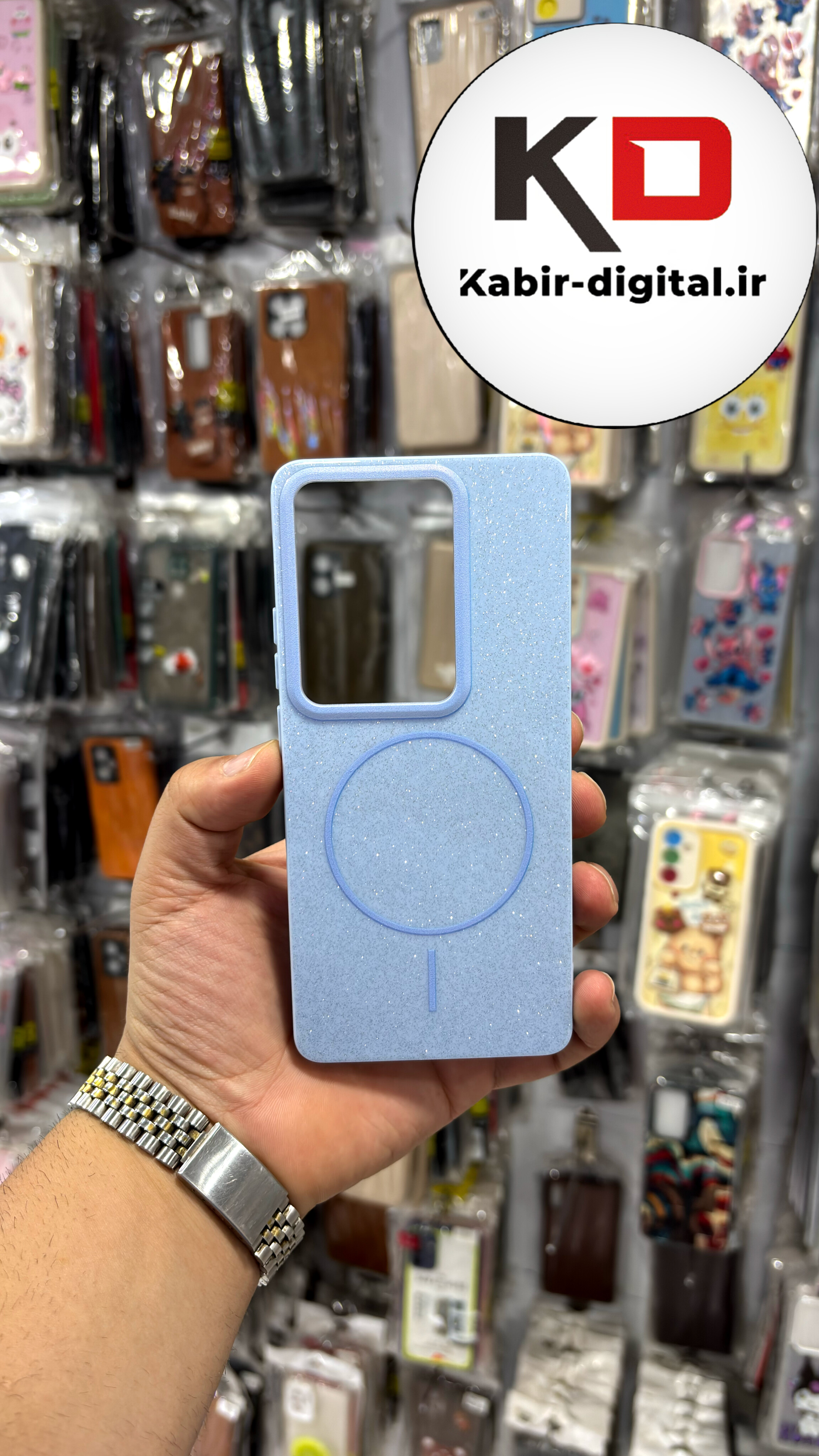 قاب گوشی Redmi Note 13 pro 4g /POCO M6 pro/ Note 14s شیائومی PC CASE طرح مگ سیف Magsafe اکلیلی آبی روشن
