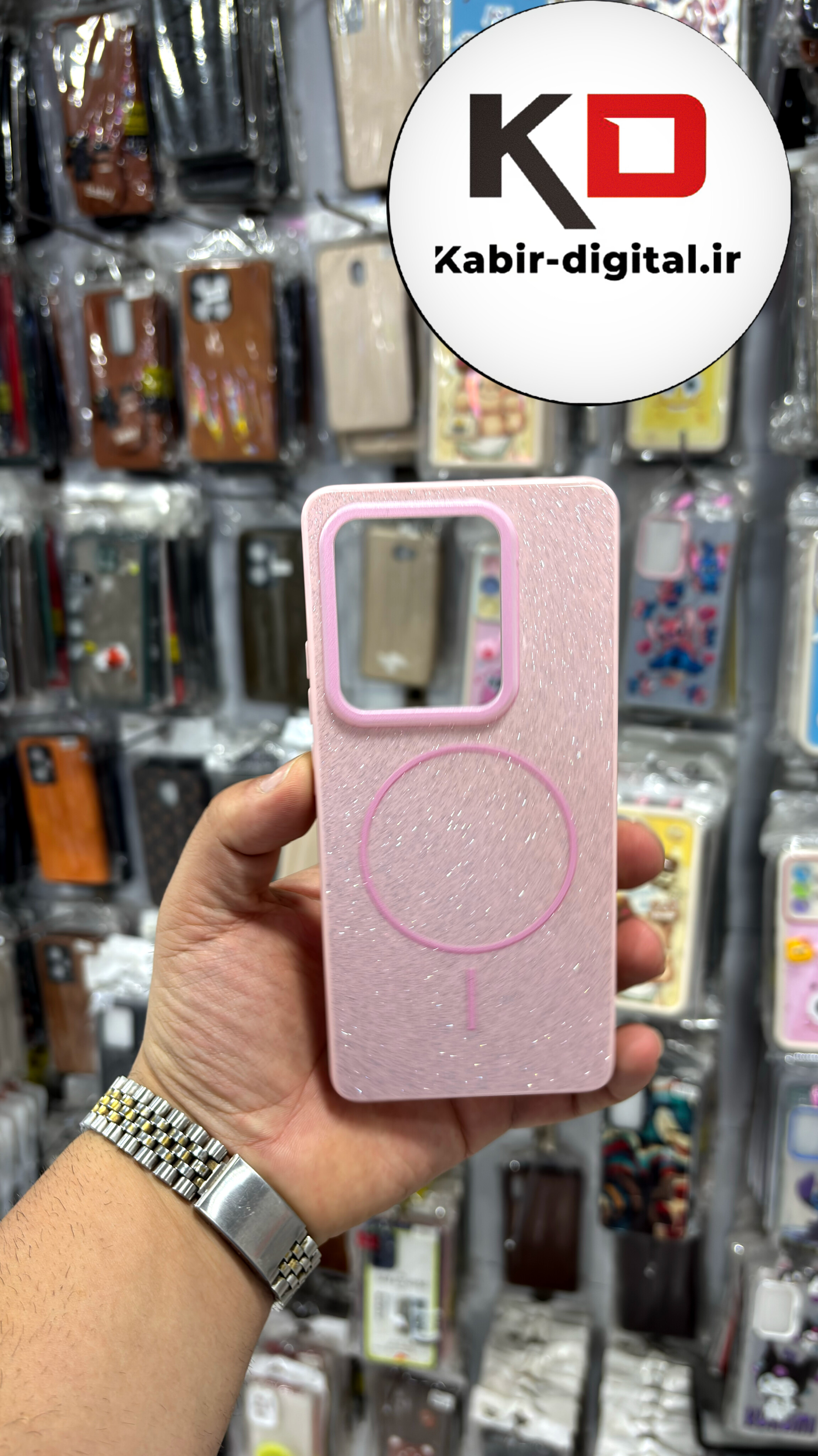 قاب گوشی Redmi Note 13 pro 4g /POCO M6 pro/ Note 14s شیائومی PC CASE طرح مگ سیف Magsafe اکلیلی صورتی روشن