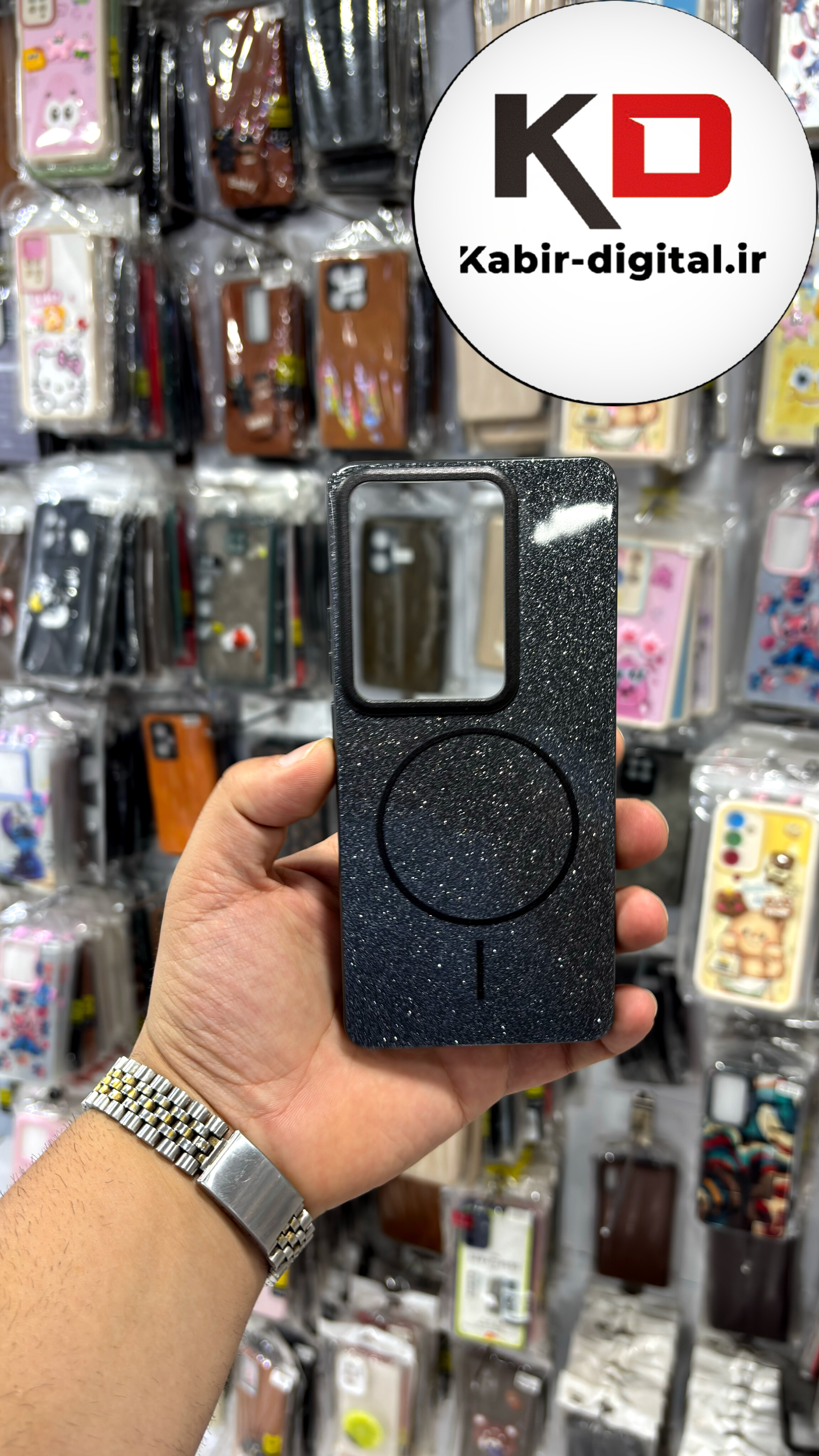 قاب گوشی Redmi Note 13 pro 4g /POCO M6 pro/ Note 14s شیائومی PC CASE طرح مگ سیف Magsafe اکلیلی مشکی