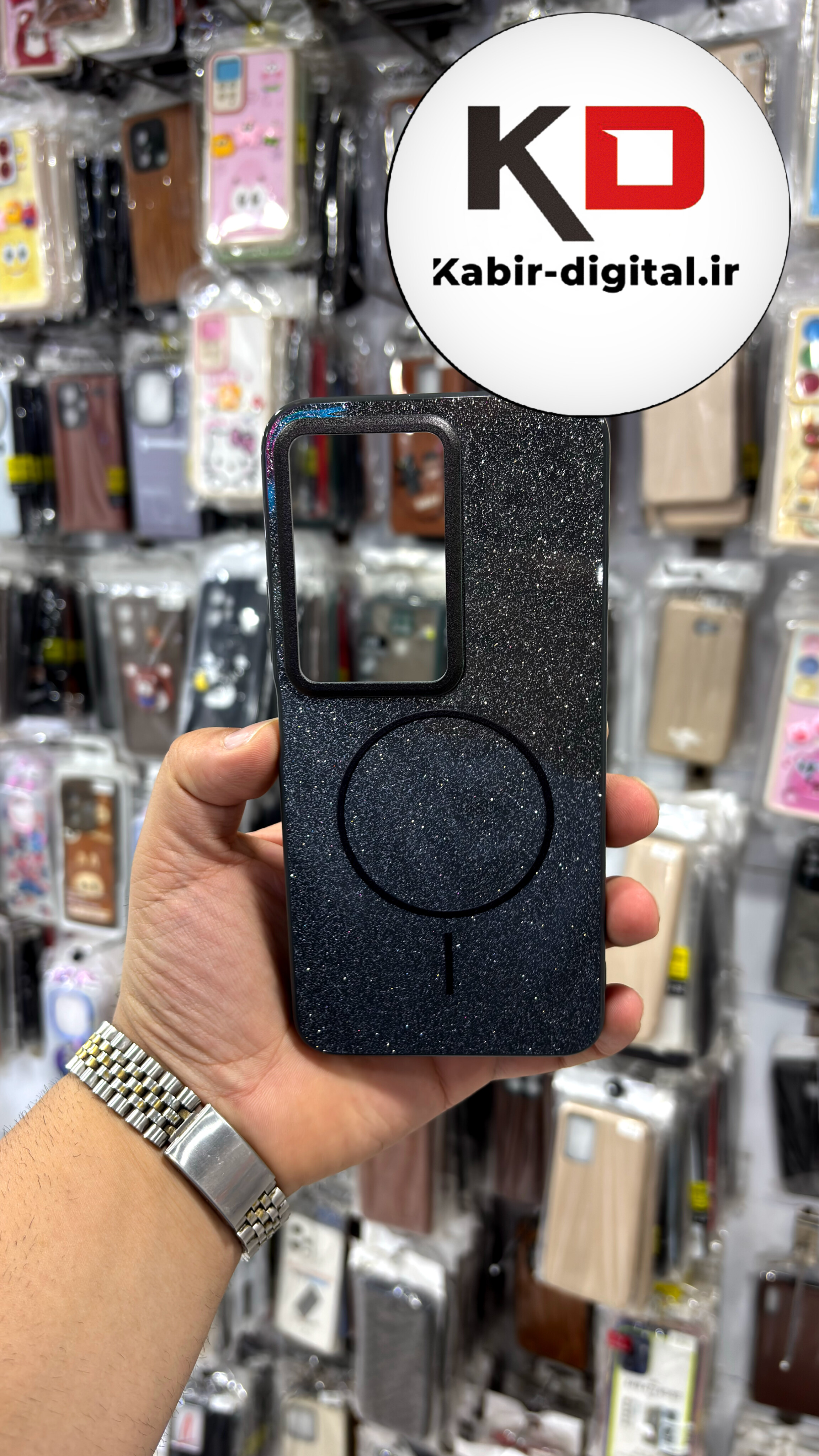 قاب گوشی Redmi 15 4G شیائومی PC CASE طرح مگ سیف Magsafe اکلیلی مشکی