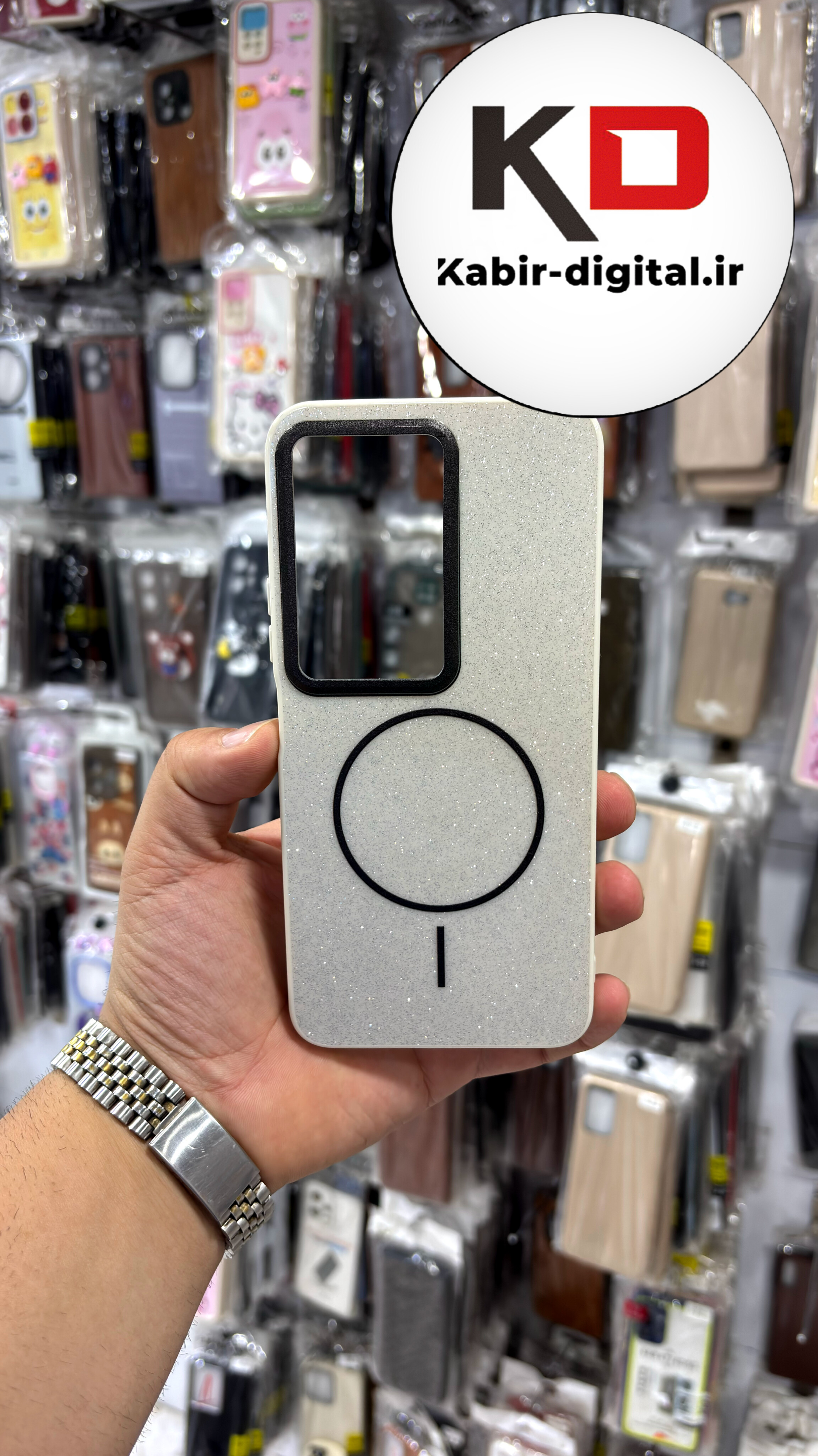 قاب گوشی Redmi 15 4G شیائومی PC CASE طرح مگ سیف Magsafe اکلیلی کرم