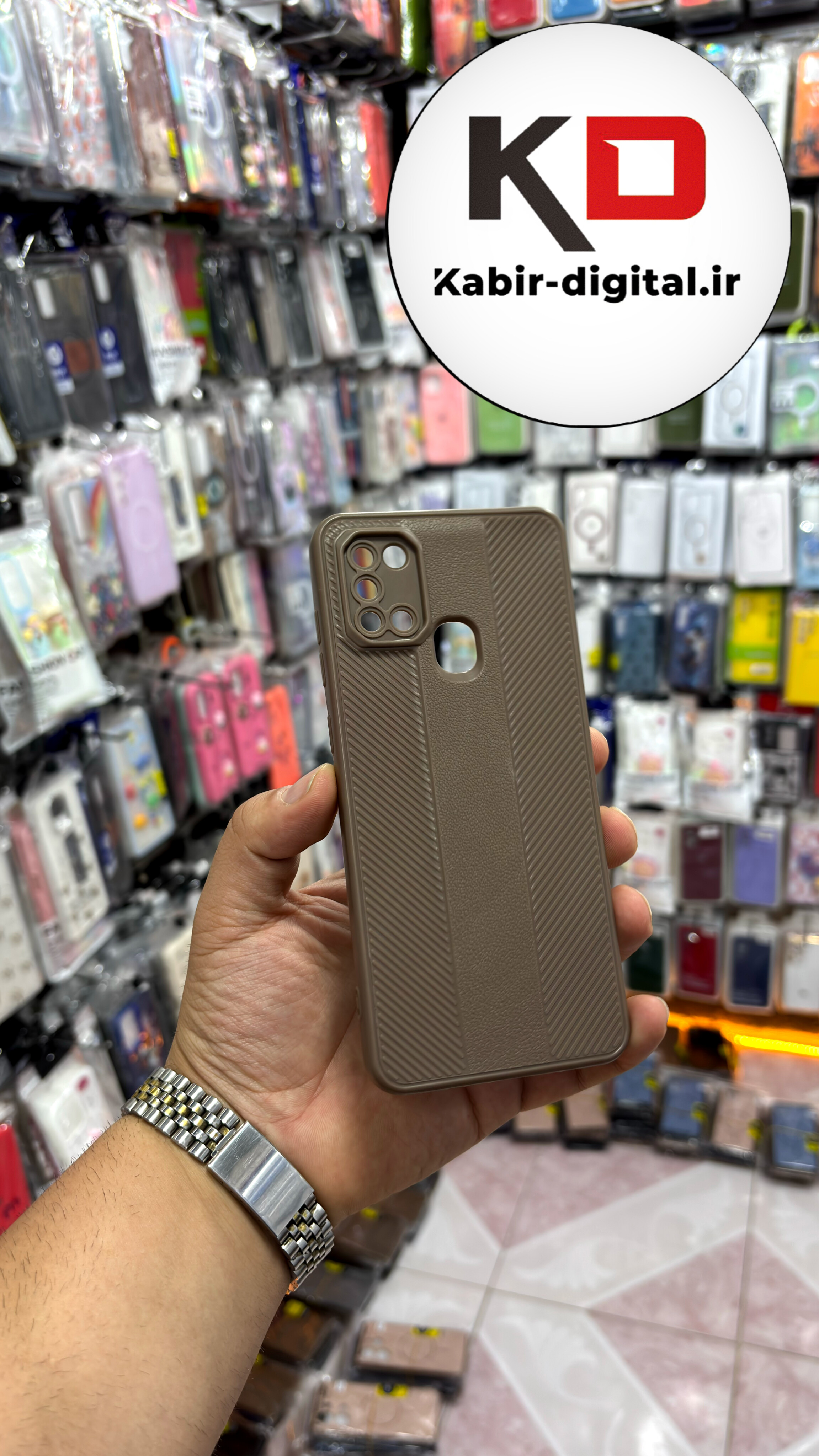 قاب گوشی A21S  سامسونگ Carbon Case سیلیکونی ایربگ دار ضد ضربه طرح کربن محافظ لنز دار موکا