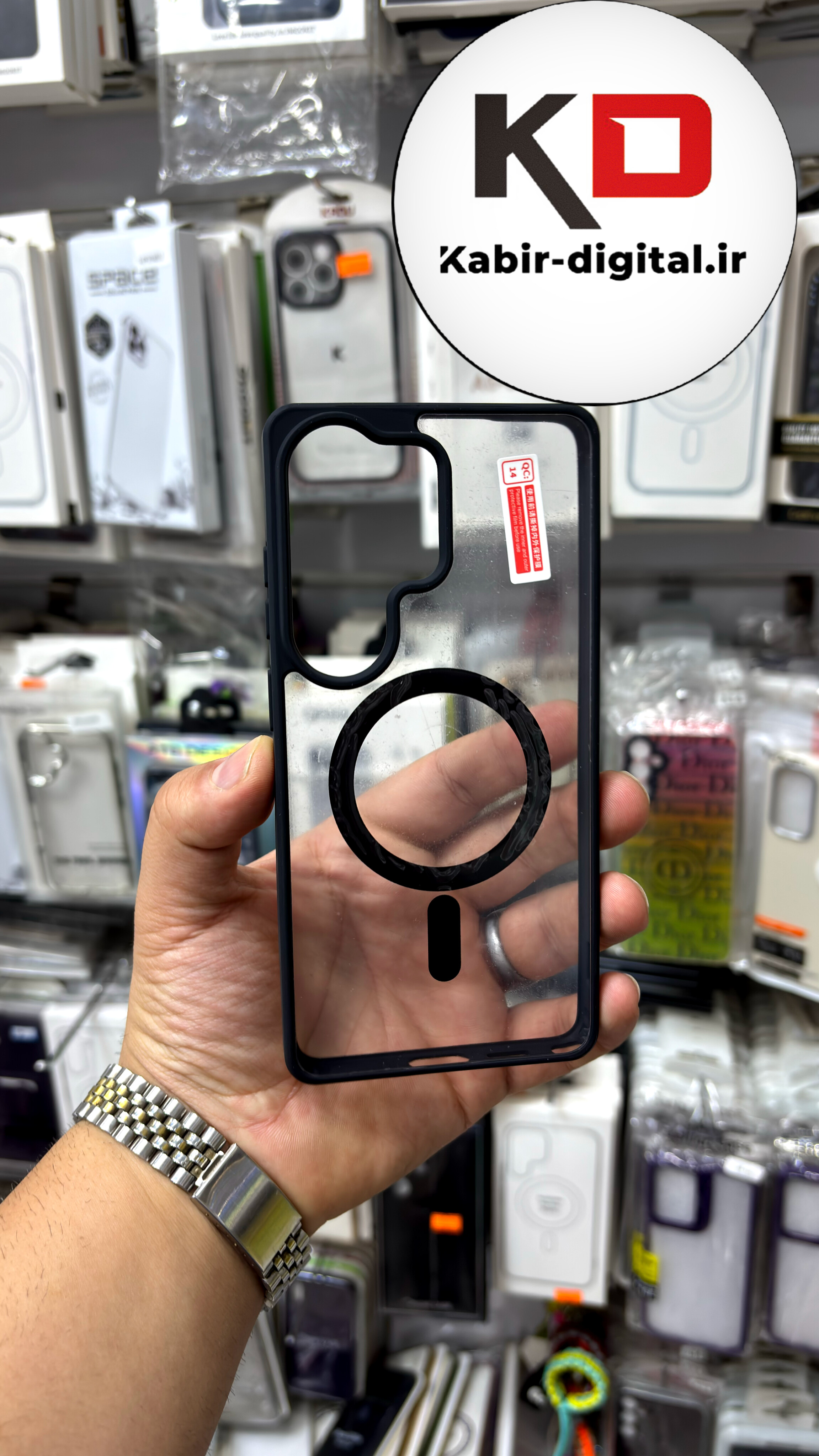 قاب گوشی Galaxy S26 Ultra سامسونگ Magsafe مگ سیف دار اورجینال Clear Case شفاف لاکچری مشکی