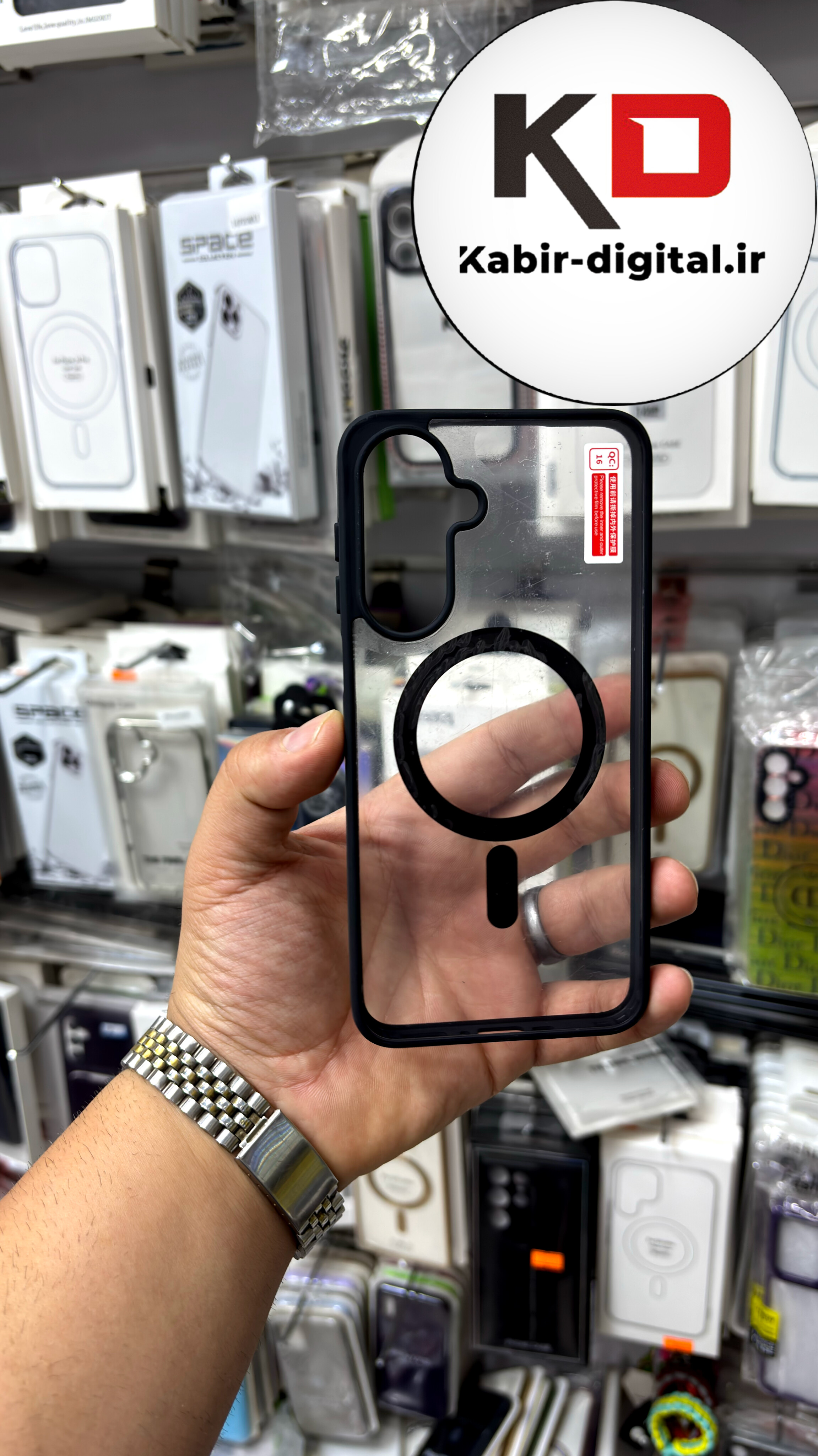 قاب گوشی Galaxy A37 / A57 سامسونگ Magsafe مگ سیف دار اورجینال Clear Case شفاف لاکچری مشکی