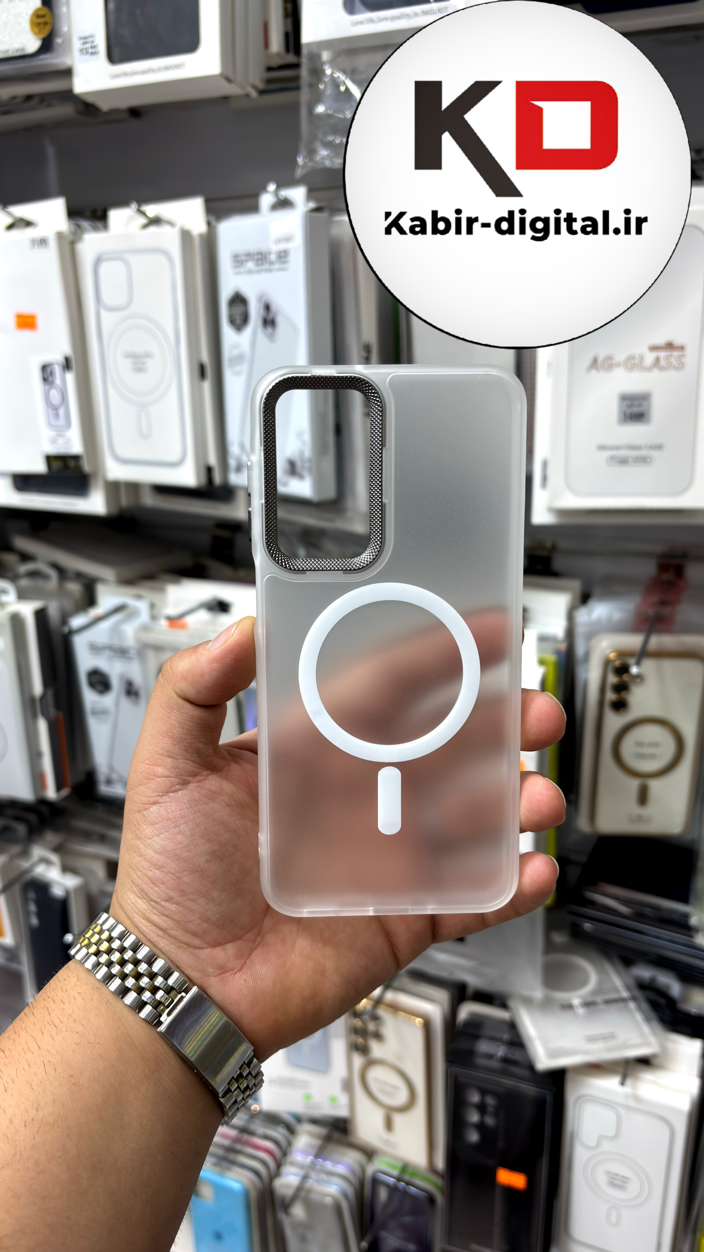 قاب گوشی Galaxy A۱7 /A۱۶ سامسونگ Magsafe مگ سیف اورجینال لنز کربن مات سفید