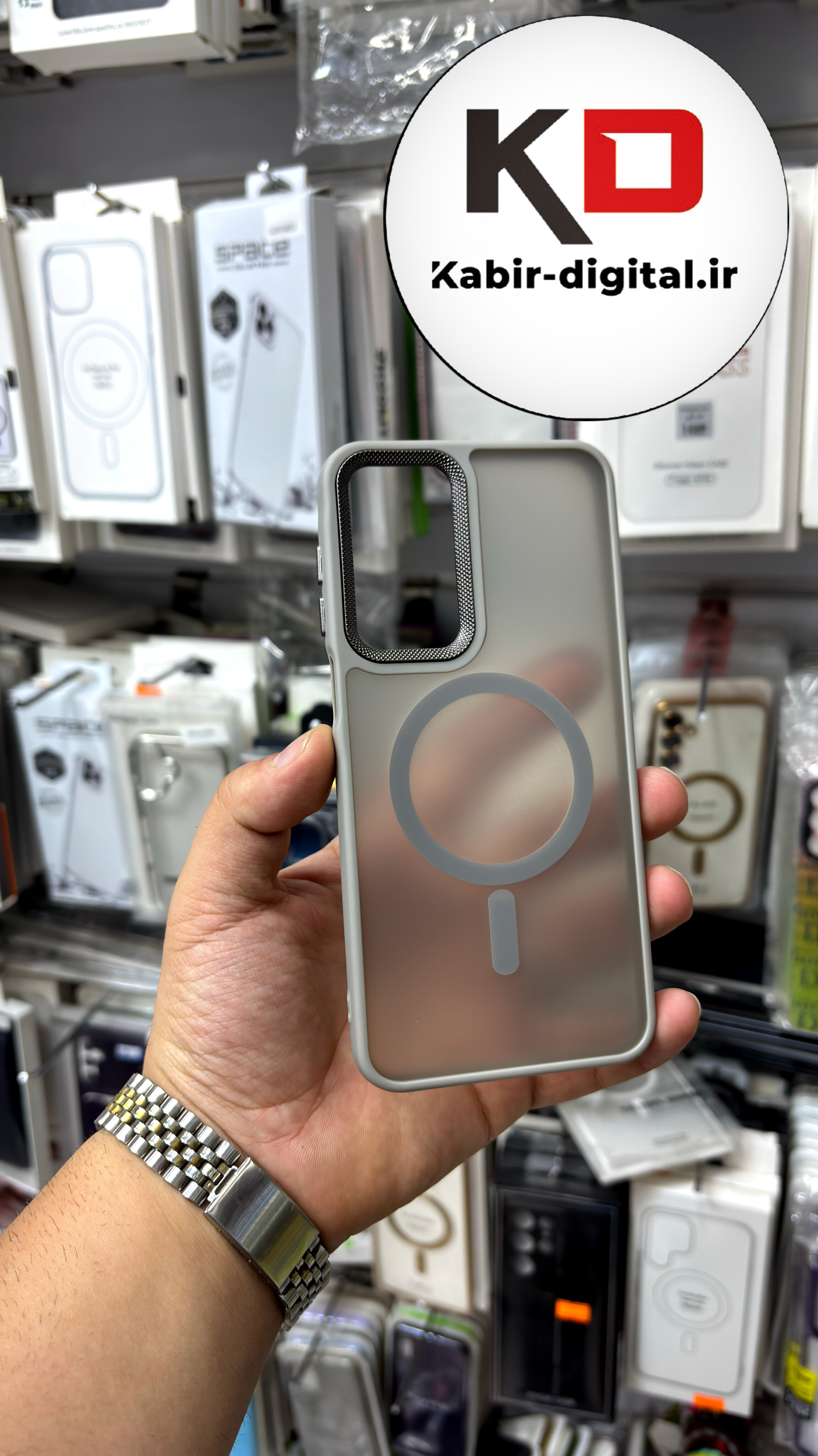 قاب گوشی Galaxy A۱7 /A۱۶ سامسونگ Magsafe مگ سیف اورجینال لنز کربن مات طوسی