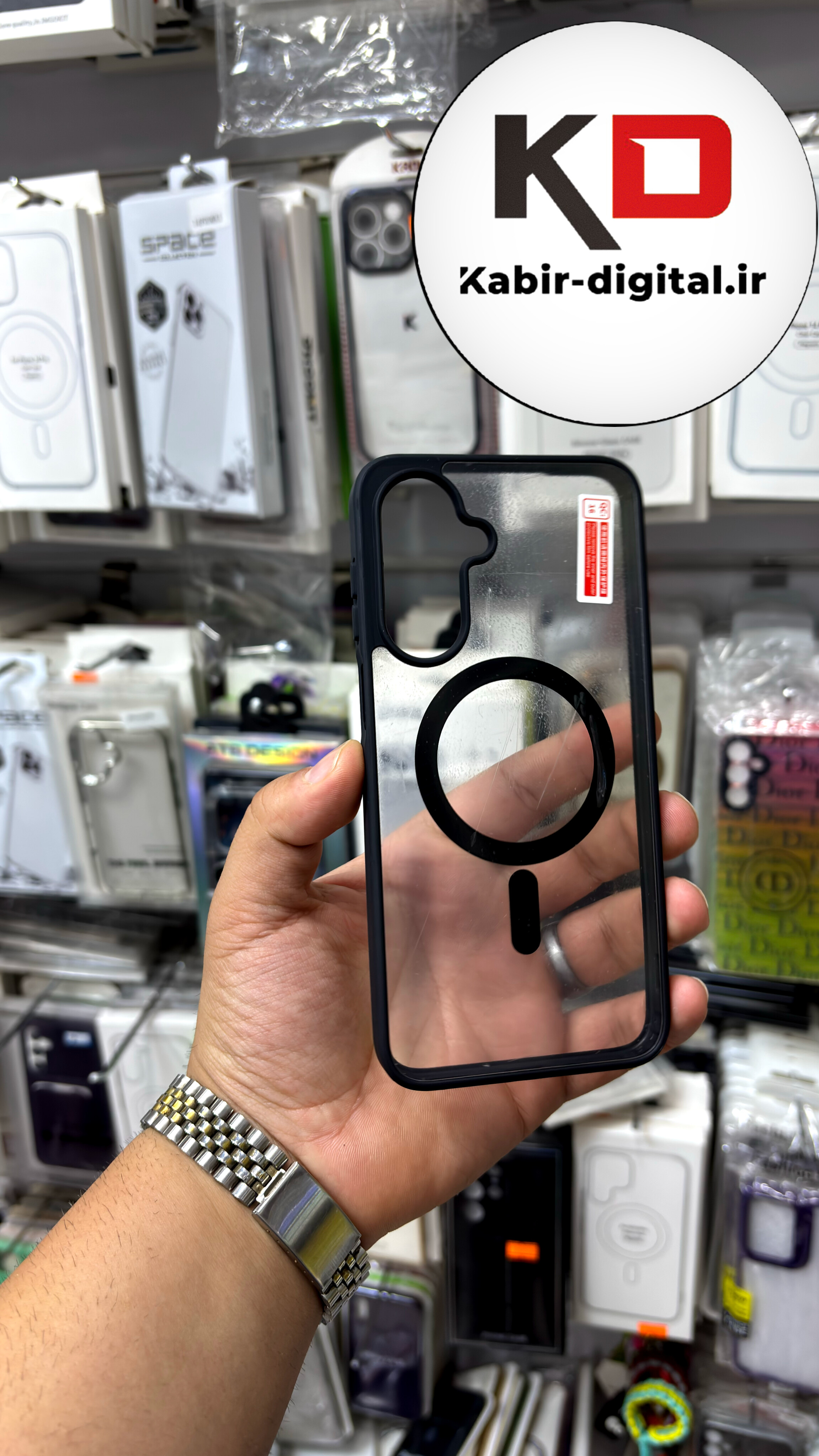 قاب گوشی Galaxy A۱7 /A۱۶ سامسونگ Magsafe مگ سیف دار اورجینال Clear Case شفاف لاکچری مشکی
