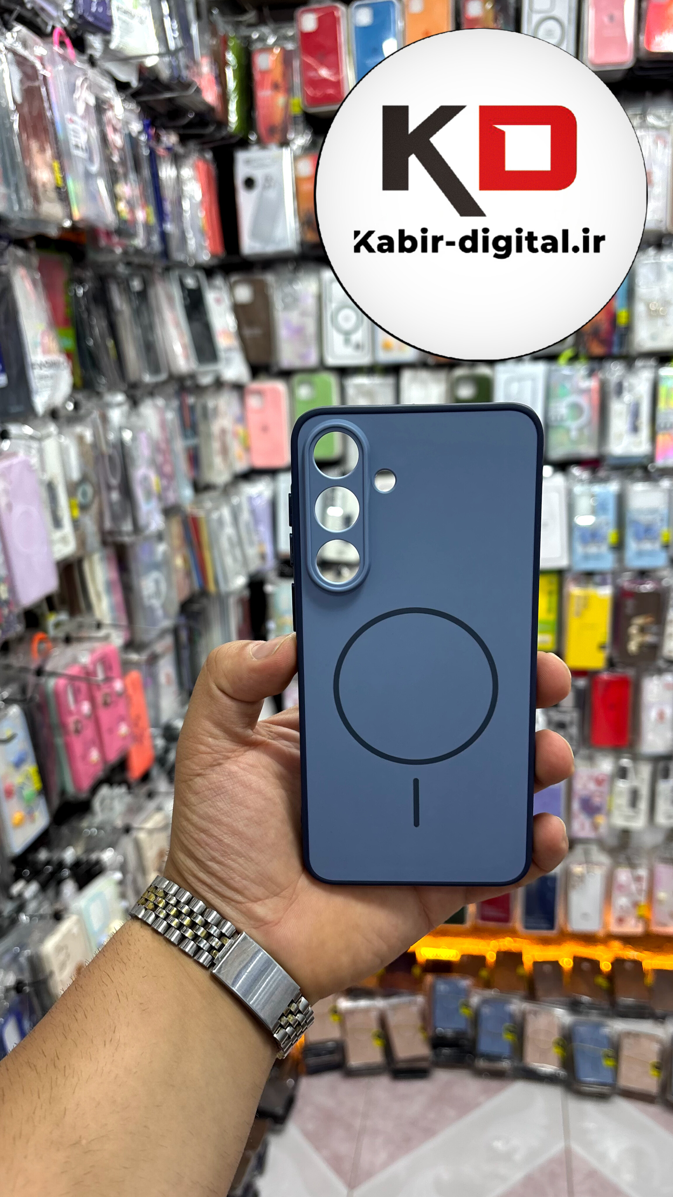 قاب گوشی Galaxy S25 FE  سامسونگ سیلیکونی Soft Case پاستلی طرح مگ سیف Magsafe محافظ لنز دار آبی