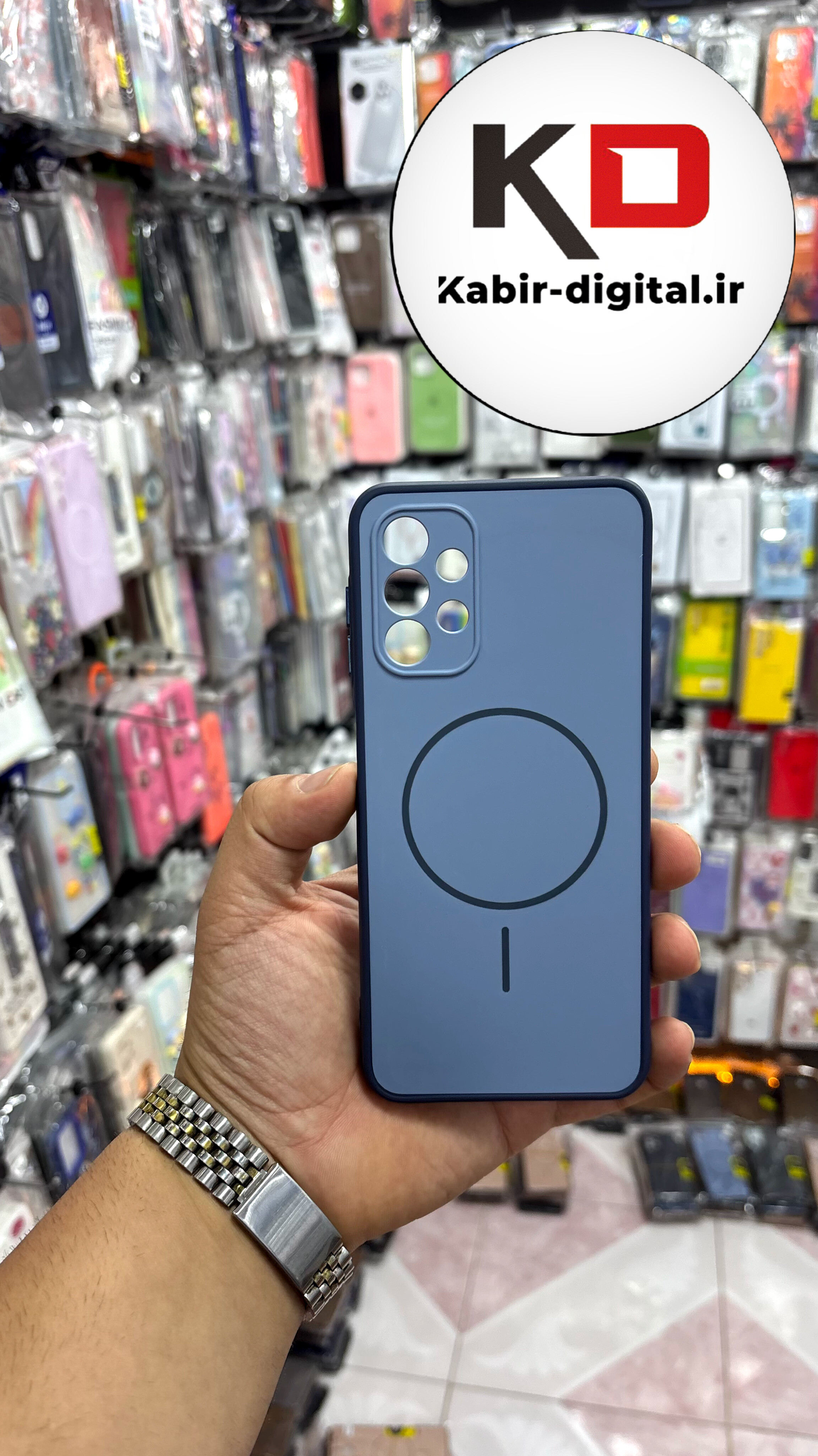قاب گوشی Galaxy A32 4G سامسونگ سیلیکونی Soft Case پاستلی طرح مگ سیف Magsafe محافظ لنز دار آبی