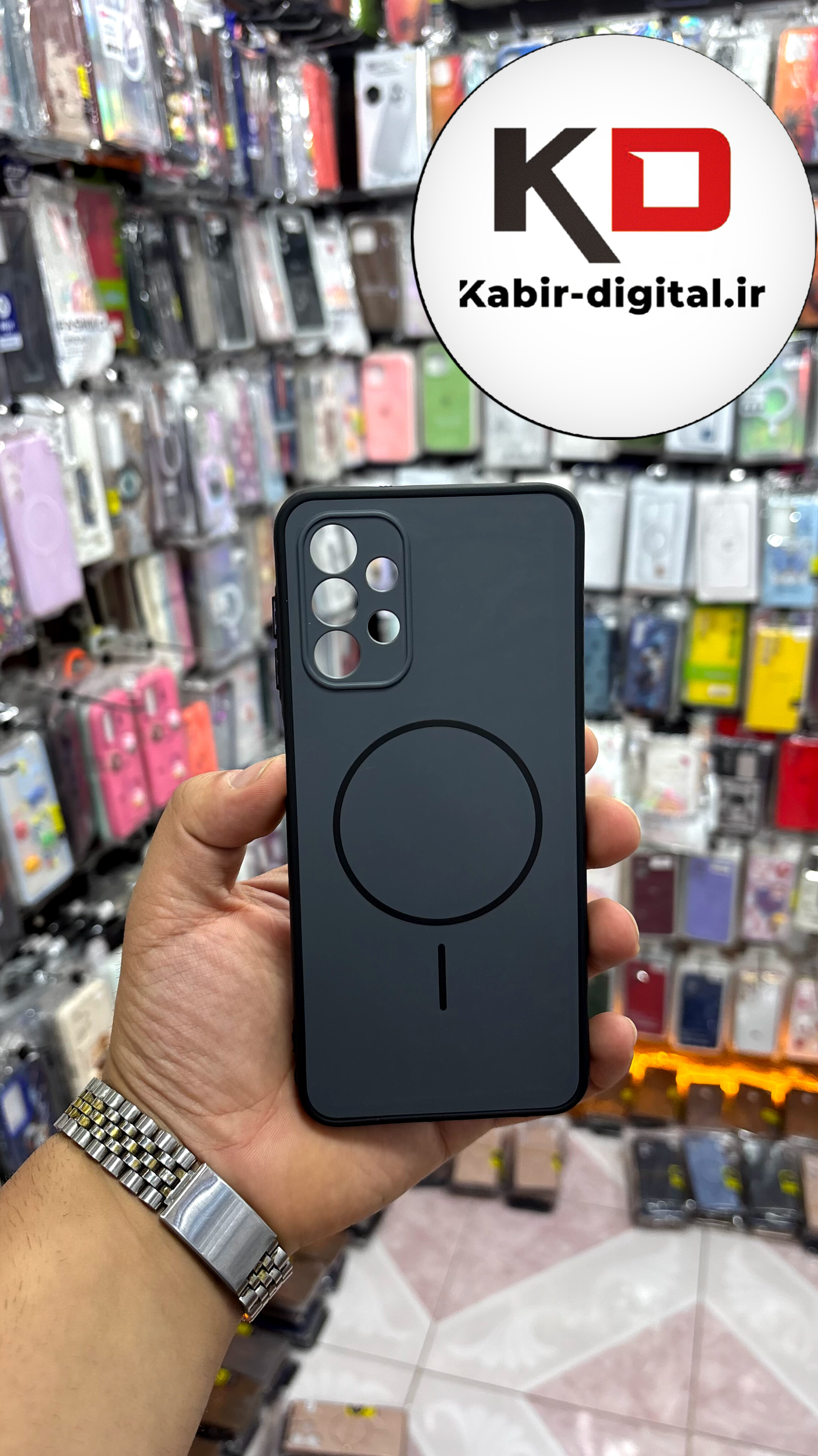 قاب گوشی Galaxy A13/A23 سامسونگ سیلیکونی Soft Case پاستلی طرح مگ سیف Magsafe محافظ لنز دار مشکی