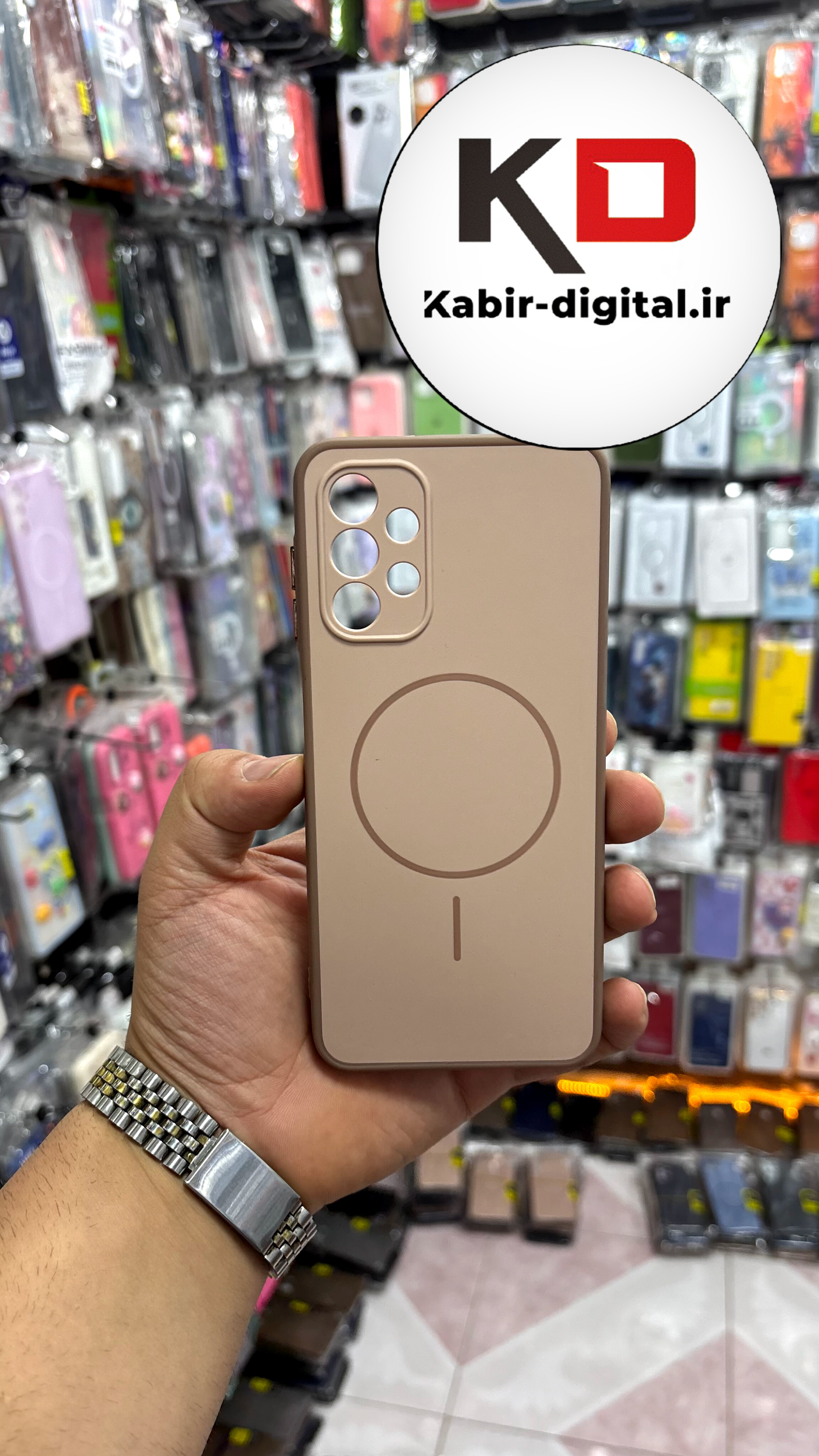 قاب گوشی Galaxy A13/A23 سامسونگ سیلیکونی Soft Case پاستلی طرح مگ سیف Magsafe محافظ لنز دار کرم