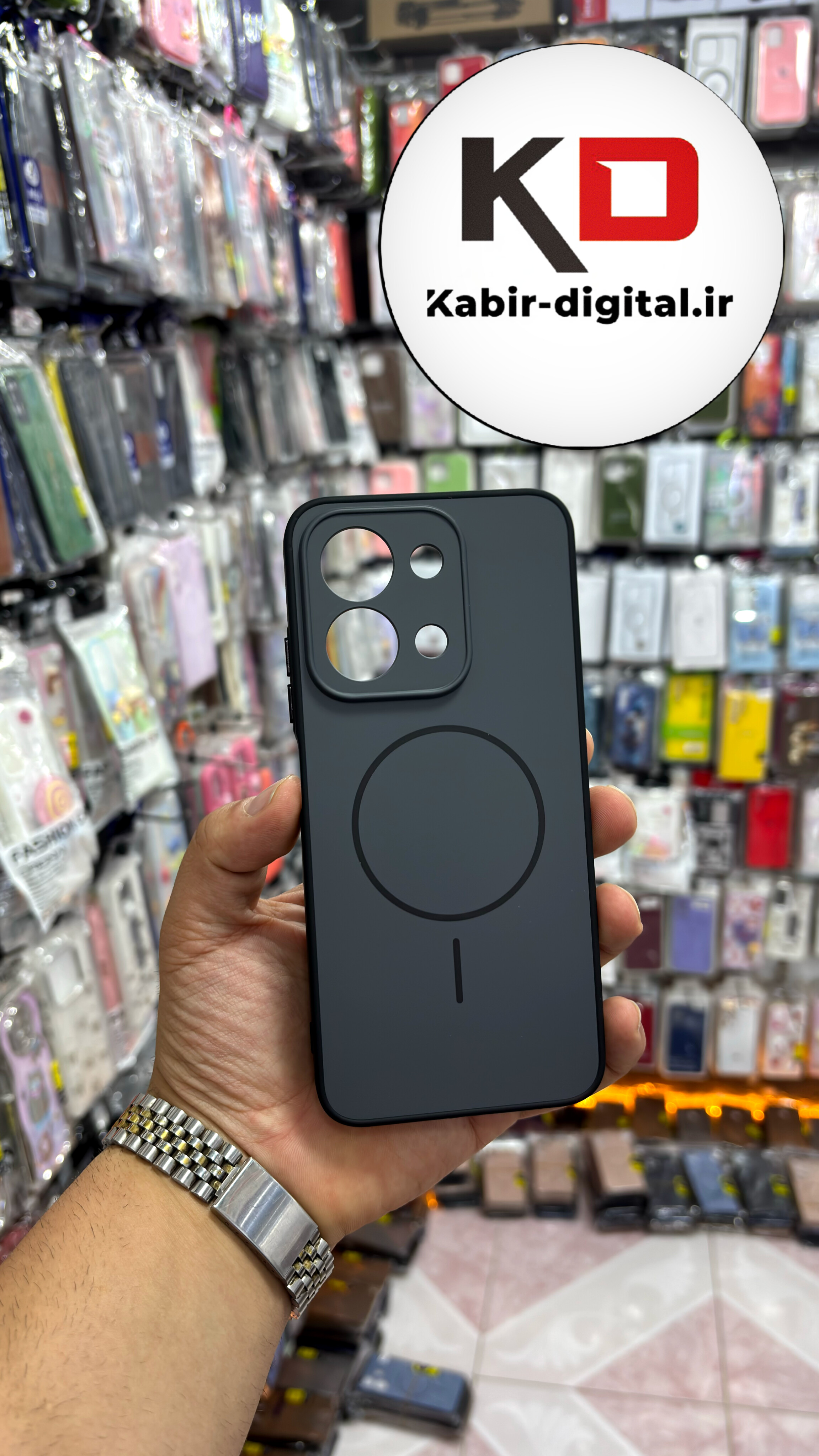 قاب گوشی Redmi 15C / Poco C58 شیائومی سیلیکونی Soft Case پاستلی طرح مگ سیف Magsafe محافظ لنز دار مشکی