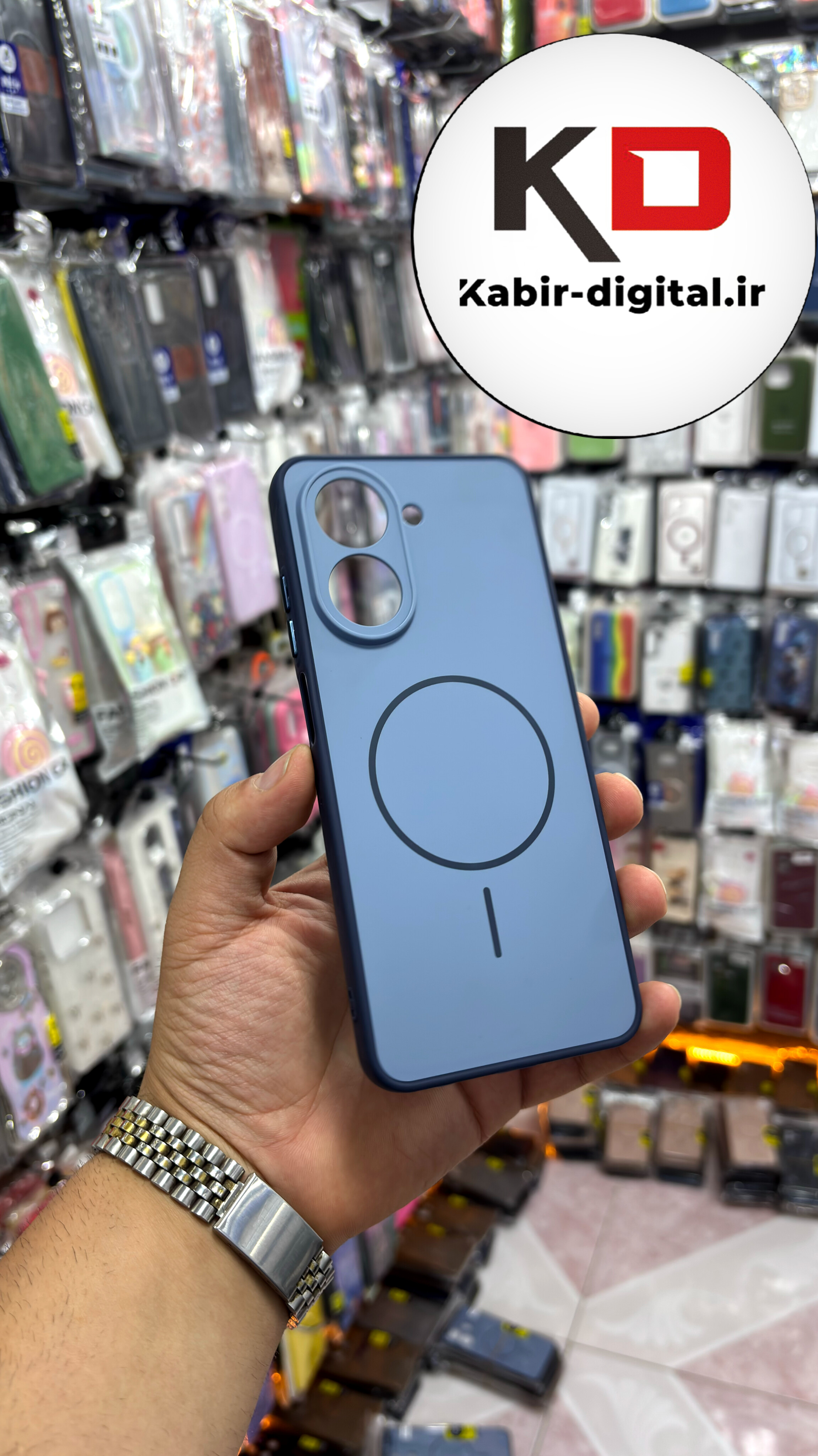 قاب گوشی Redmi A5 / Poco C71 شیائومی سیلیکونی Soft Case پاستلی طرح مگ سیف Magsafe محافظ لنز دار آبی