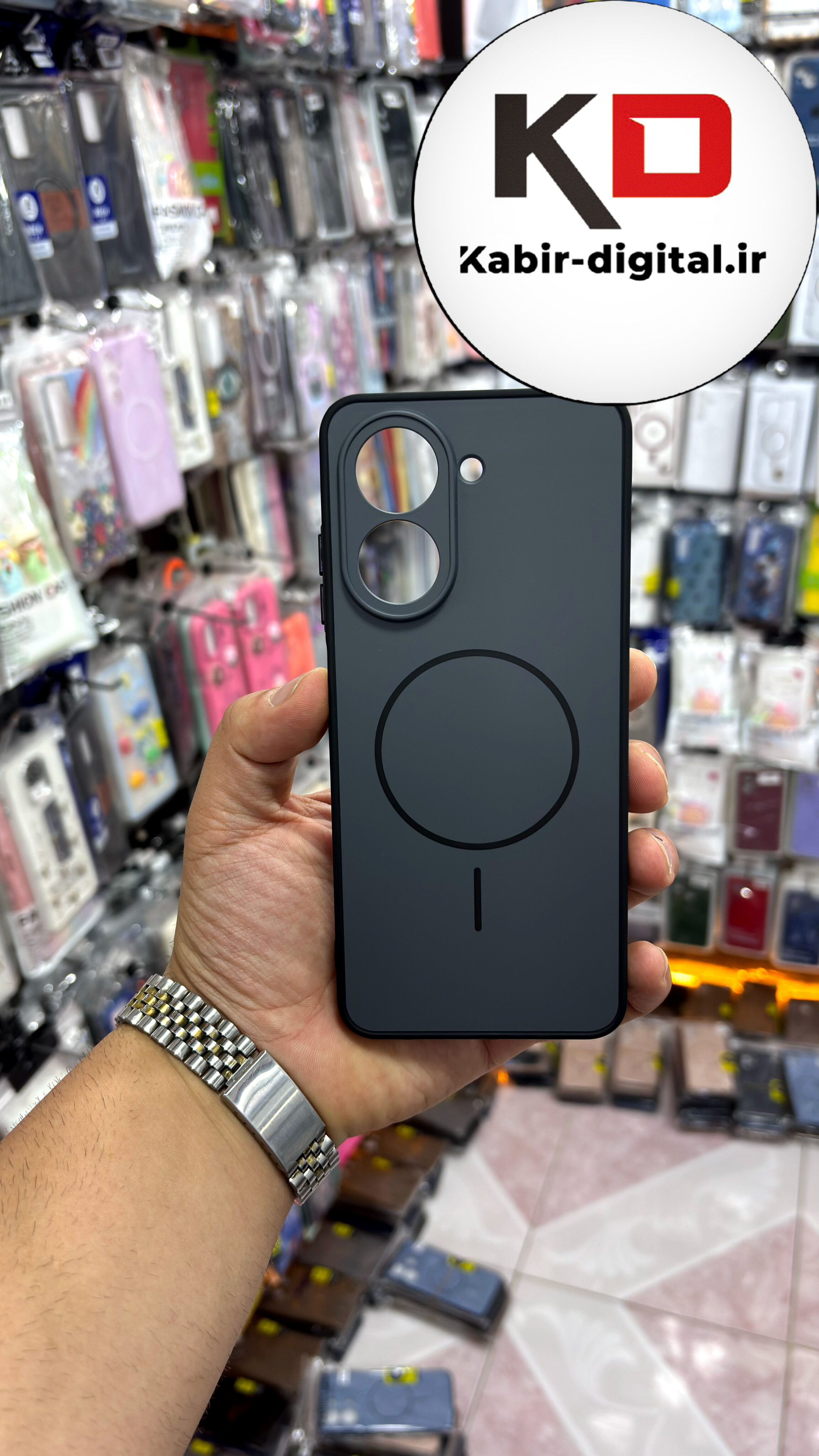 قاب گوشی Redmi A5 / Poco C71 شیائومی سیلیکونی Soft Case پاستلی طرح مگ سیف Magsafe محافظ لنز دار مشکی