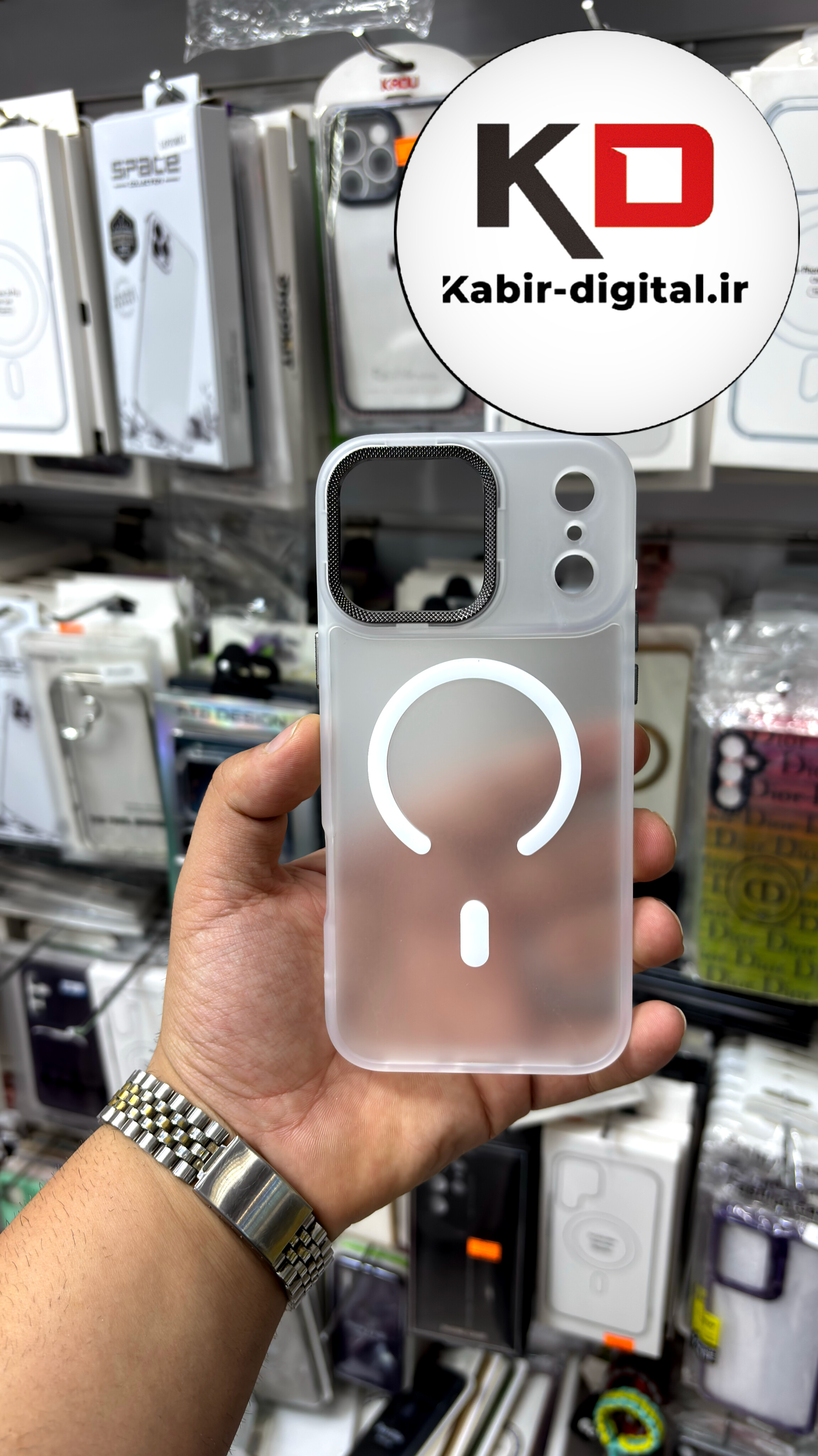 قاب گوشی iPhone 17 Pro Max آیفون مات دور Silicon مگ سیف Magsafe اورجینال اسپرت ایربگ دار لنز فلز برجسته سفید