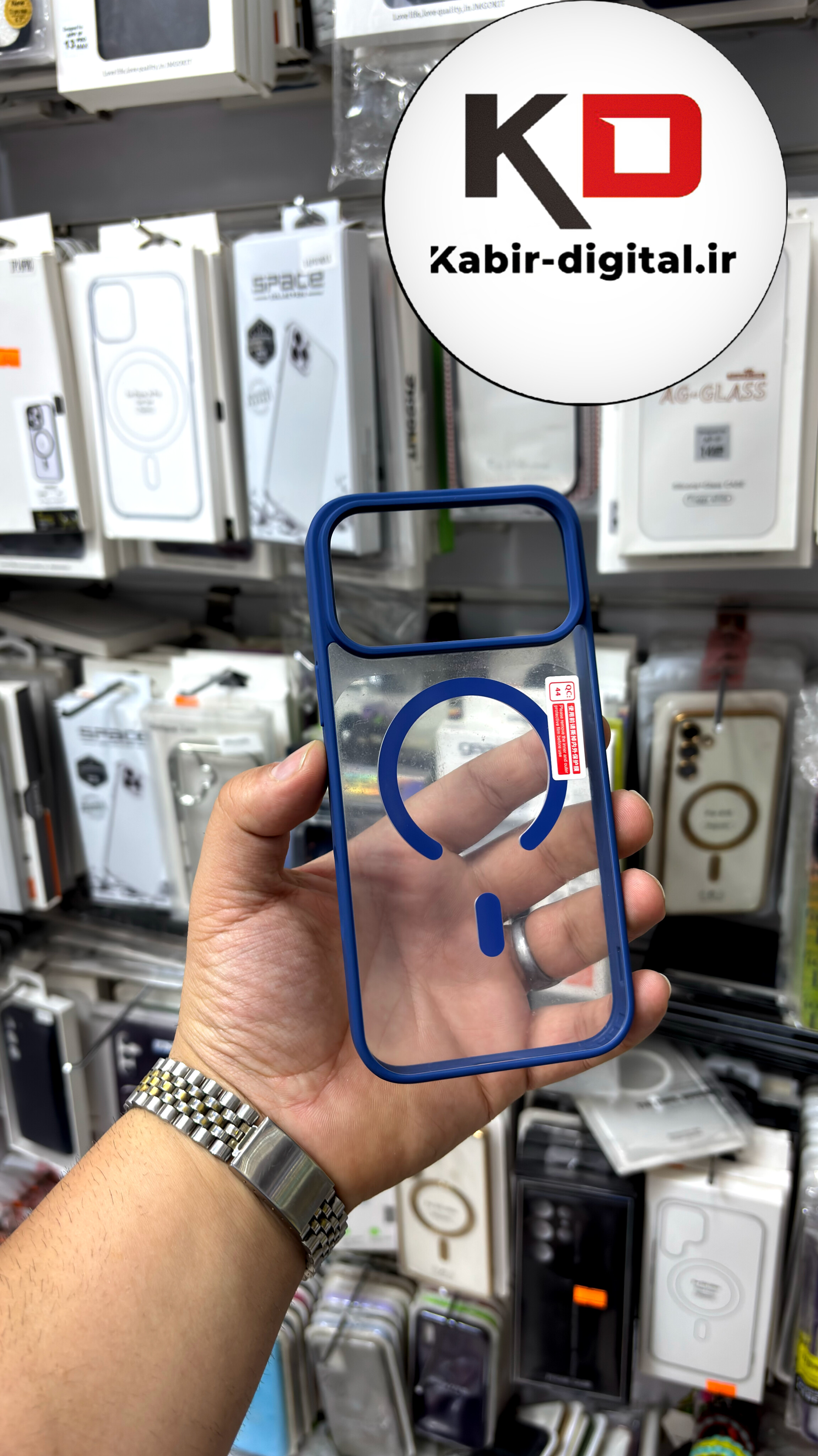 قاب گوشی iPhone 17 Pro Max آیفون V-SERIES مگ سیف Magsafe اورجینال شفاف ضد ضربه محافظ لنز برجسته سرمه ای