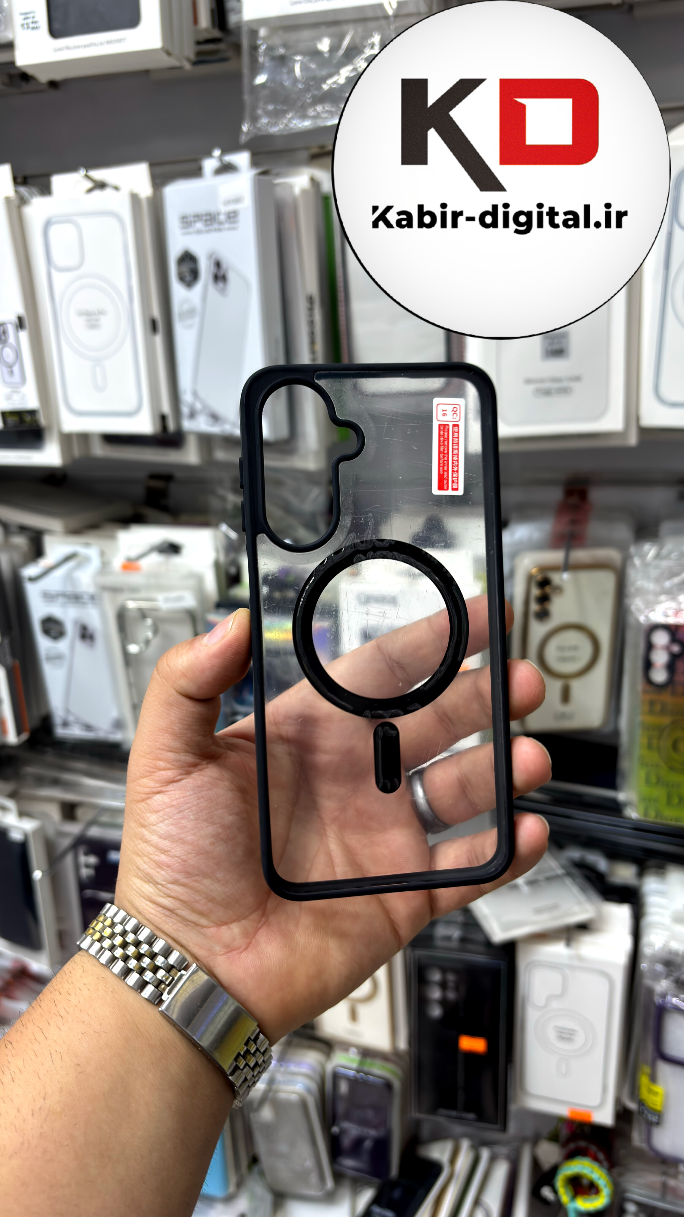 قاب گوشی Galaxy A56/A36 سامسونگ Magsafe مگ سیف دار اورجینال Clear Case شفاف لاکچری مشکی