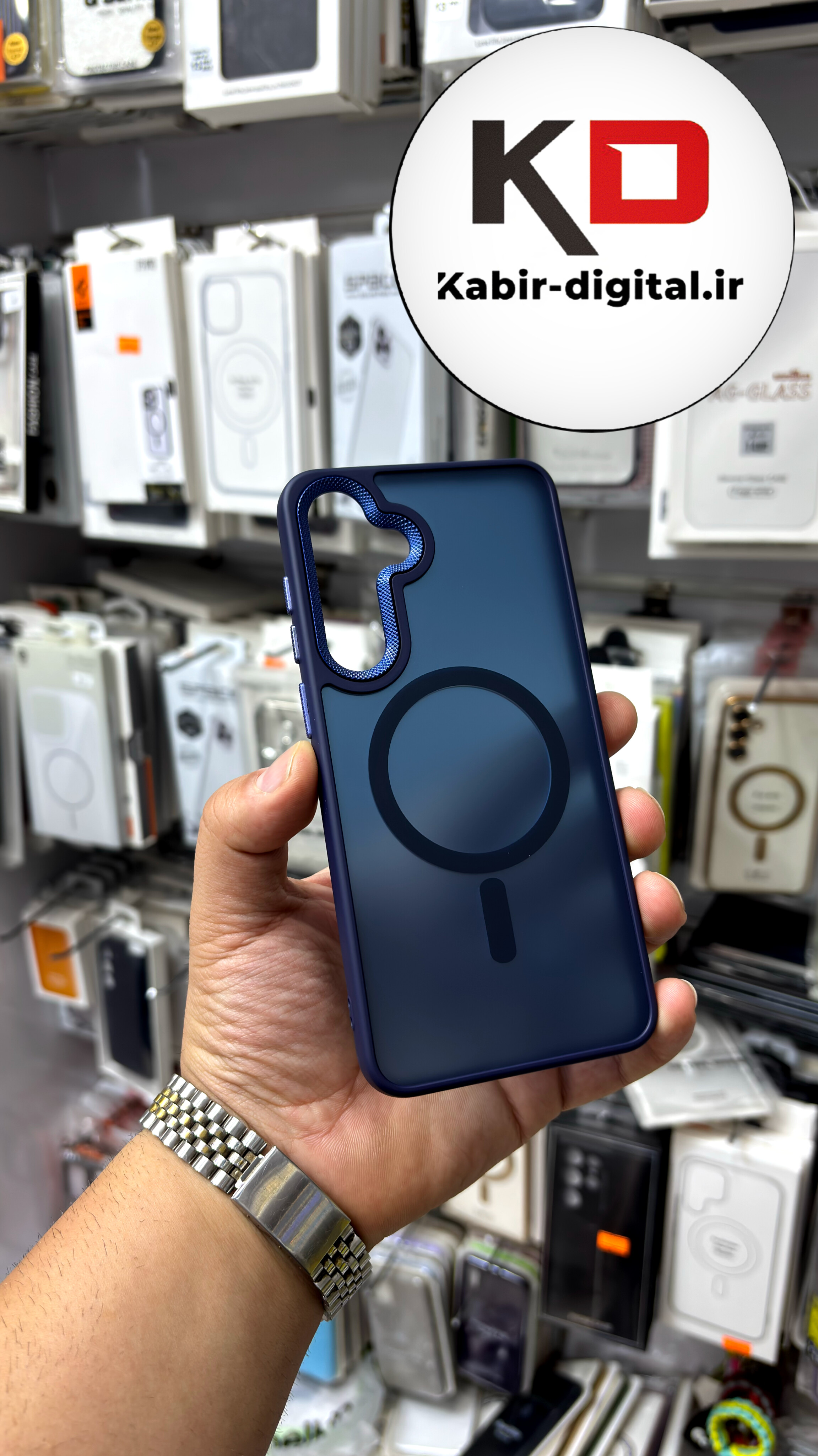 قاب گوشی Galaxy S25 FE سامسونگ Magsafe مگ سیف اورجینال لنز کربن مات آبی