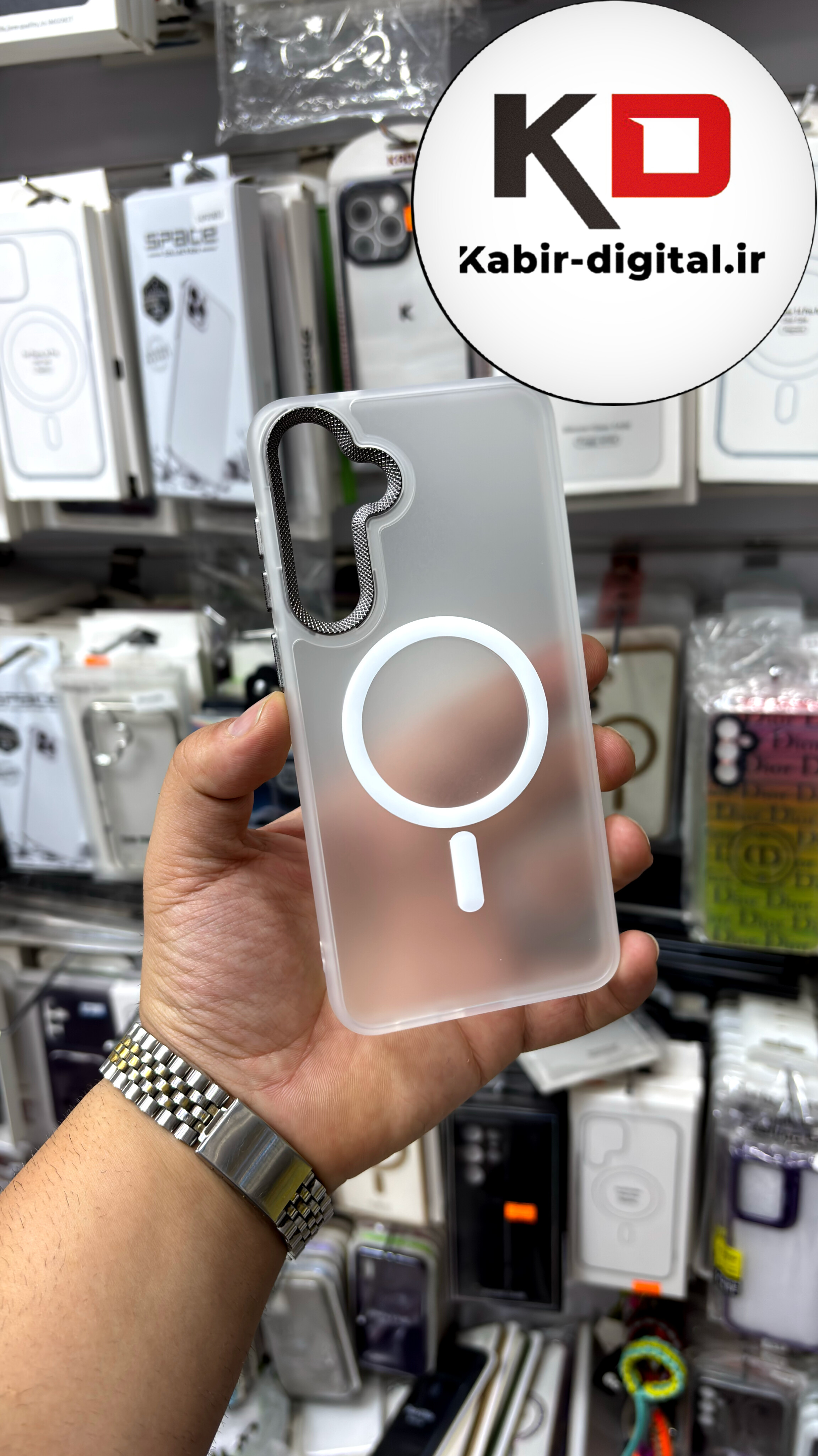 قاب گوشی Galaxy S25 FE سامسونگ Magsafe مگ سیف اورجینال لنز کربن مات سفید