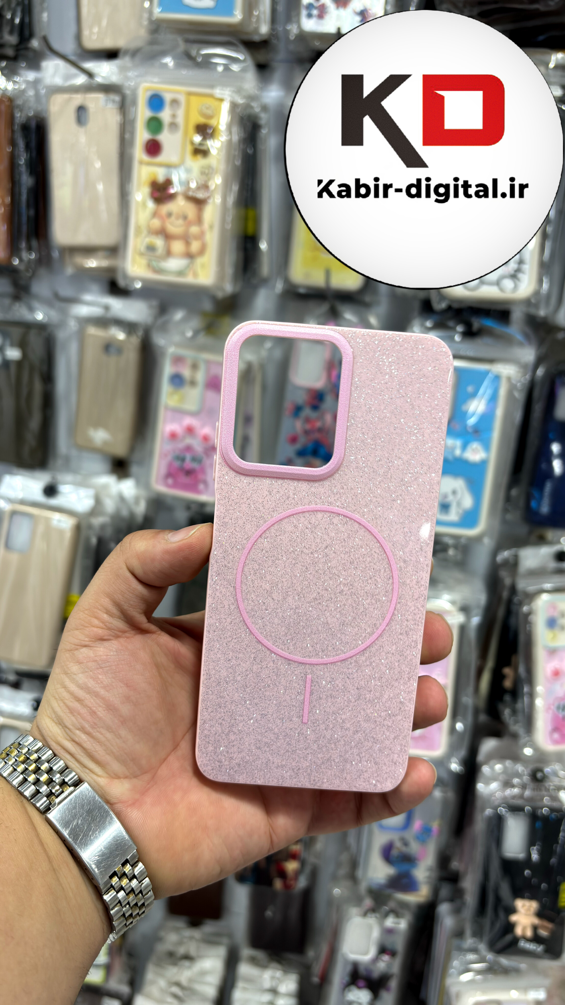 قاب گوشی Redmi Note 10 4G/ NOTE 10S / POCO M5S شیائومی PC CASE طرح مگ سیف Magsafe اکلیلی صورتی روشن