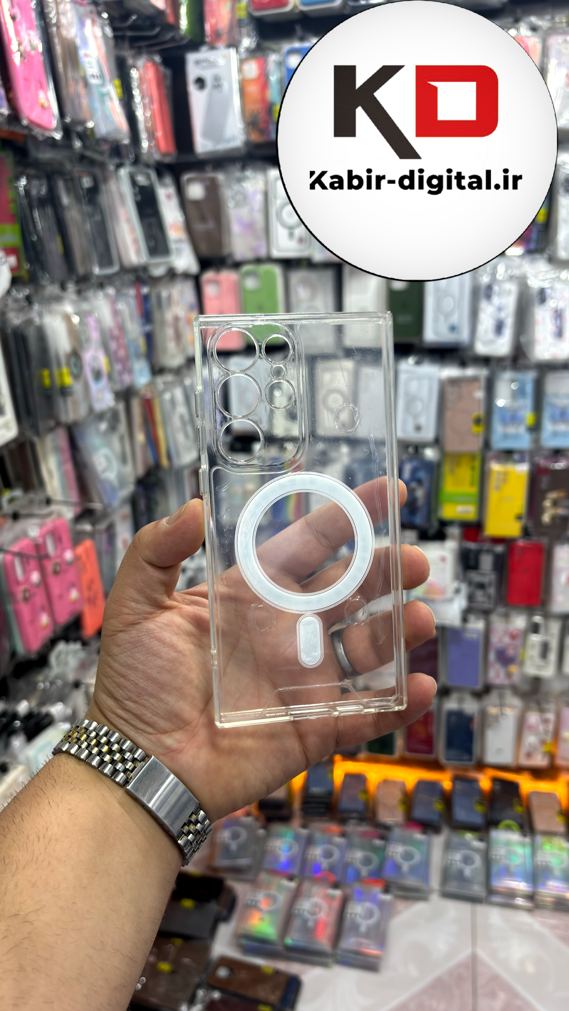 قاب گوشی Galaxy S23 Ultra سامسونگ شفاف طرح  مگ سیف MagSafe اورجینال محافظ لنزدار